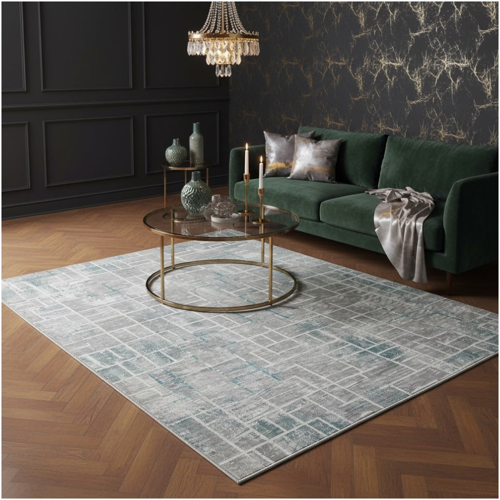 Soft Elegant Rug -Modern Contemporary Style Rug-Grey Blue -120 cm x 180 cm