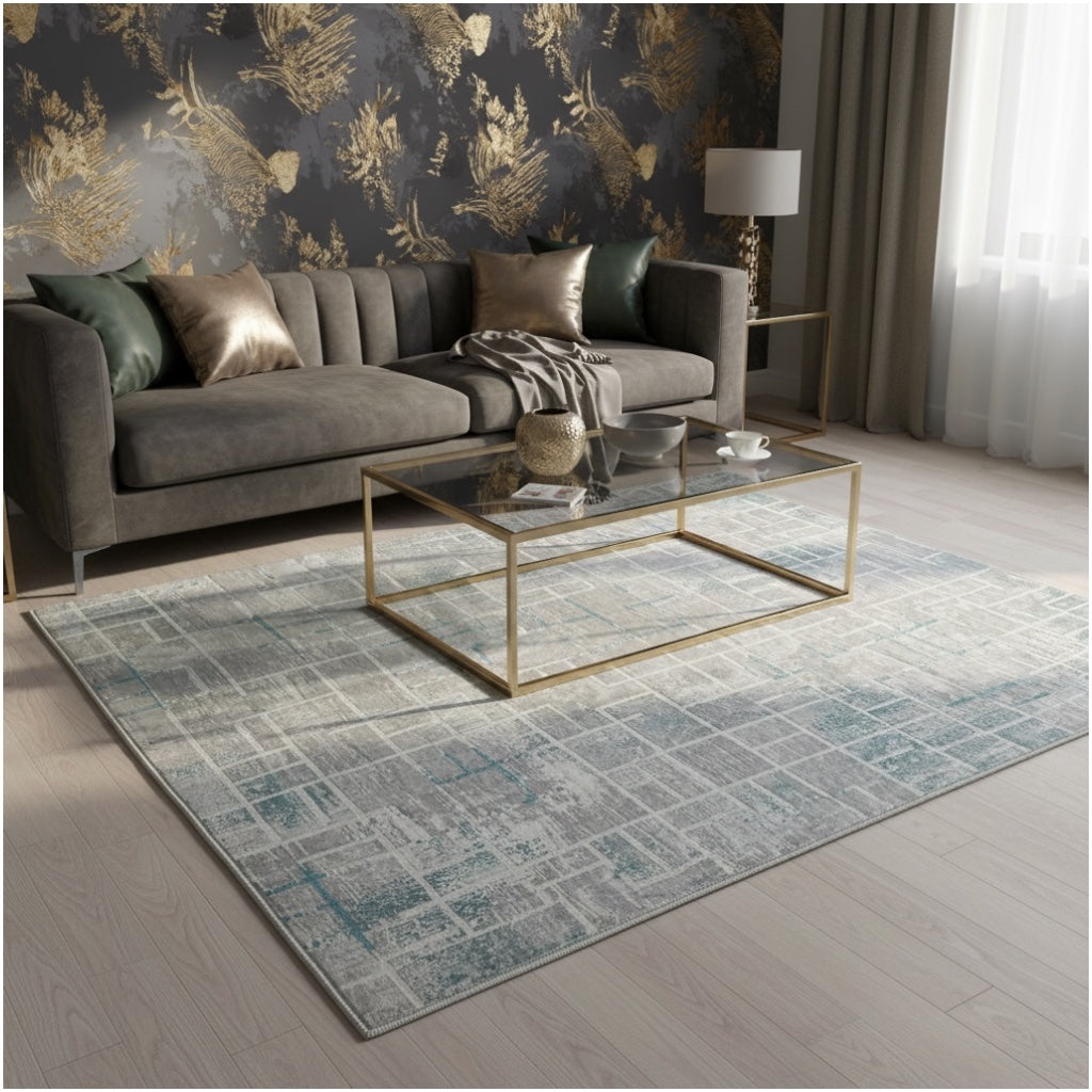 Soft Elegant Rug -Modern Contemporary Style Rug-Grey Blue -120 cm x 180 cm
