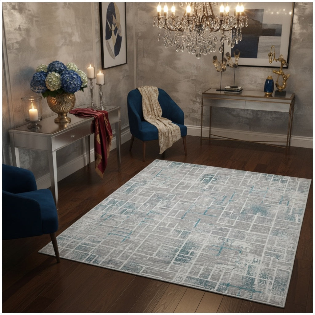 Soft Elegant Rug -Modern Contemporary Style Rug-Grey Blue -120 cm x 180 cm