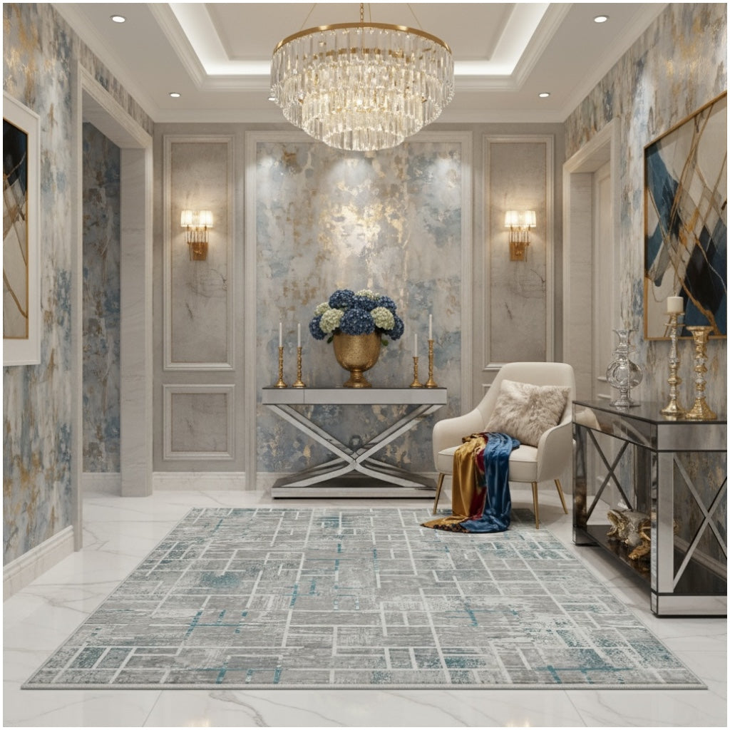 Soft Elegant Rug -Modern Contemporary Style Rug-Grey Blue -120 cm x 180 cm