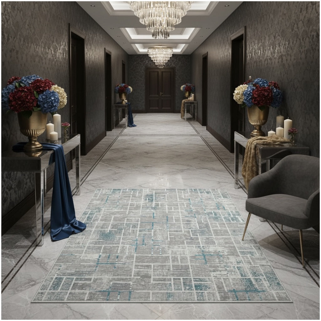 Soft Elegant Rug -Modern Contemporary Style Rug-Grey Blue -120 cm x 180 cm