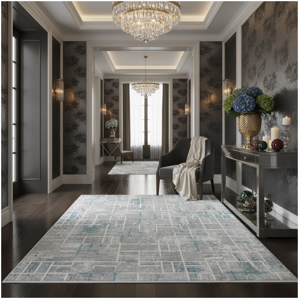 Soft Elegant Rug -Modern Contemporary Style Rug-Grey Blue -120 cm x 180 cm
