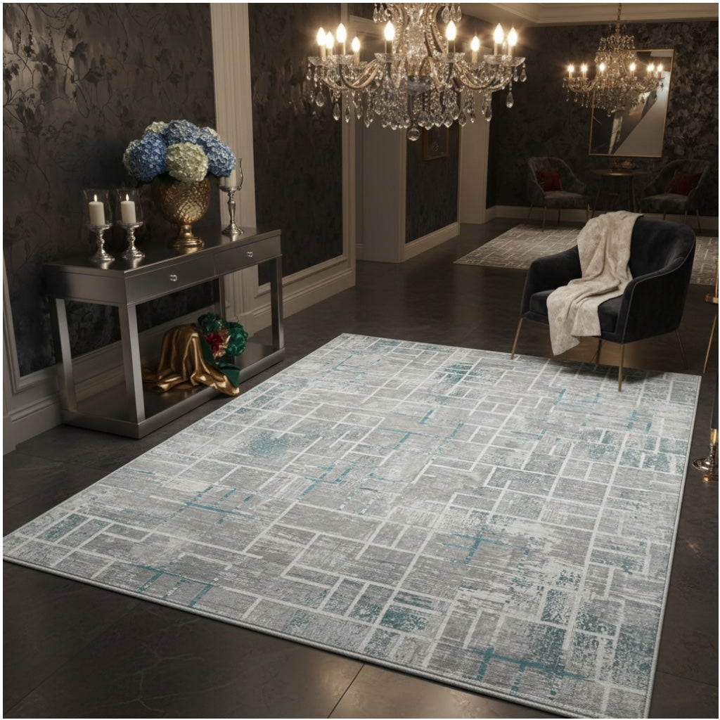 Soft Elegant Rug -Modern Contemporary Style Rug-Grey Blue -120 cm x 180 cm