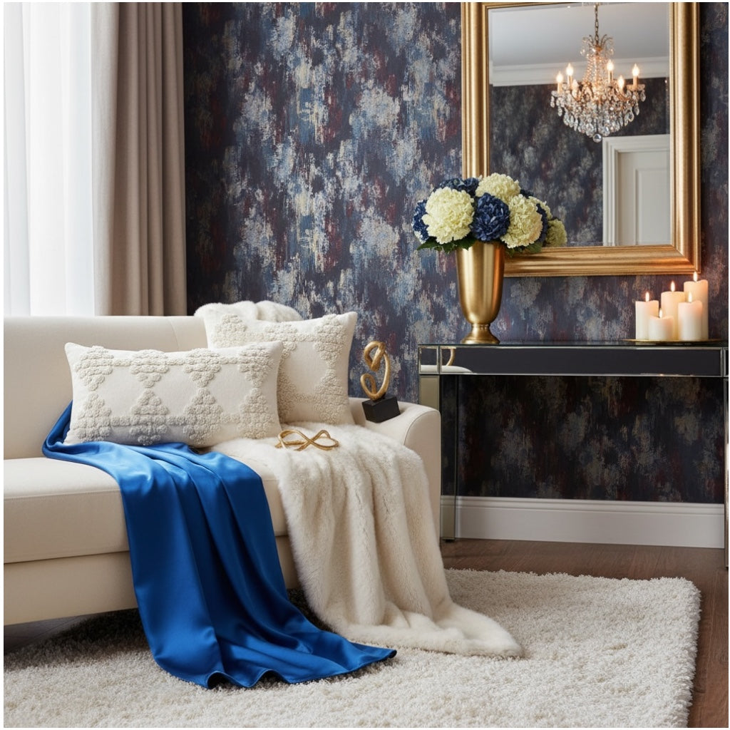 Elegant Textured Lumbar Cushion Covers-Set of 2- Off White Cream 48 x 29 cm