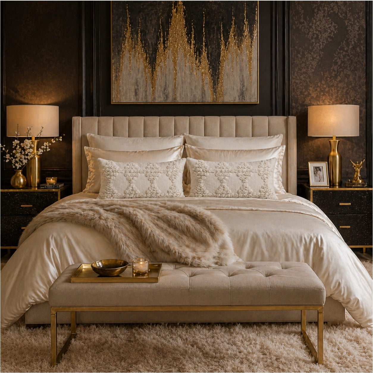 Elegant Textured Lumbar Cushion Covers-Set of 2- Off White Cream 48 x 29 cm