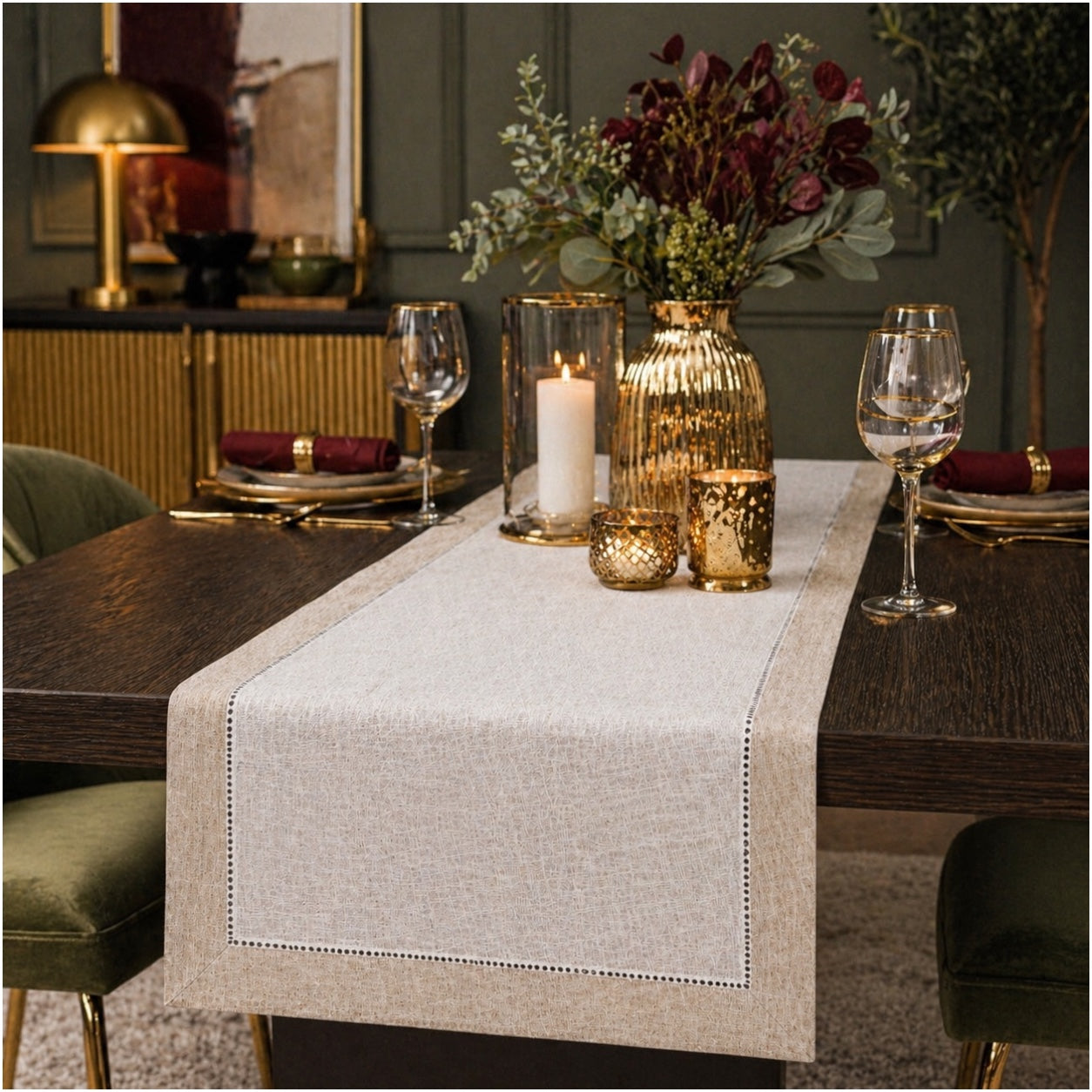 Beautiful Linen-Look Table Runner – 40 x 180 cm – Elegant Dining Runner