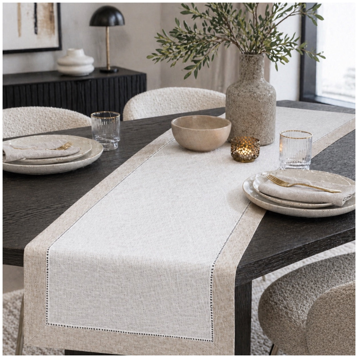 Beautiful Linen-Look Table Runner – 40 x 180 cm – Elegant Dining Runner