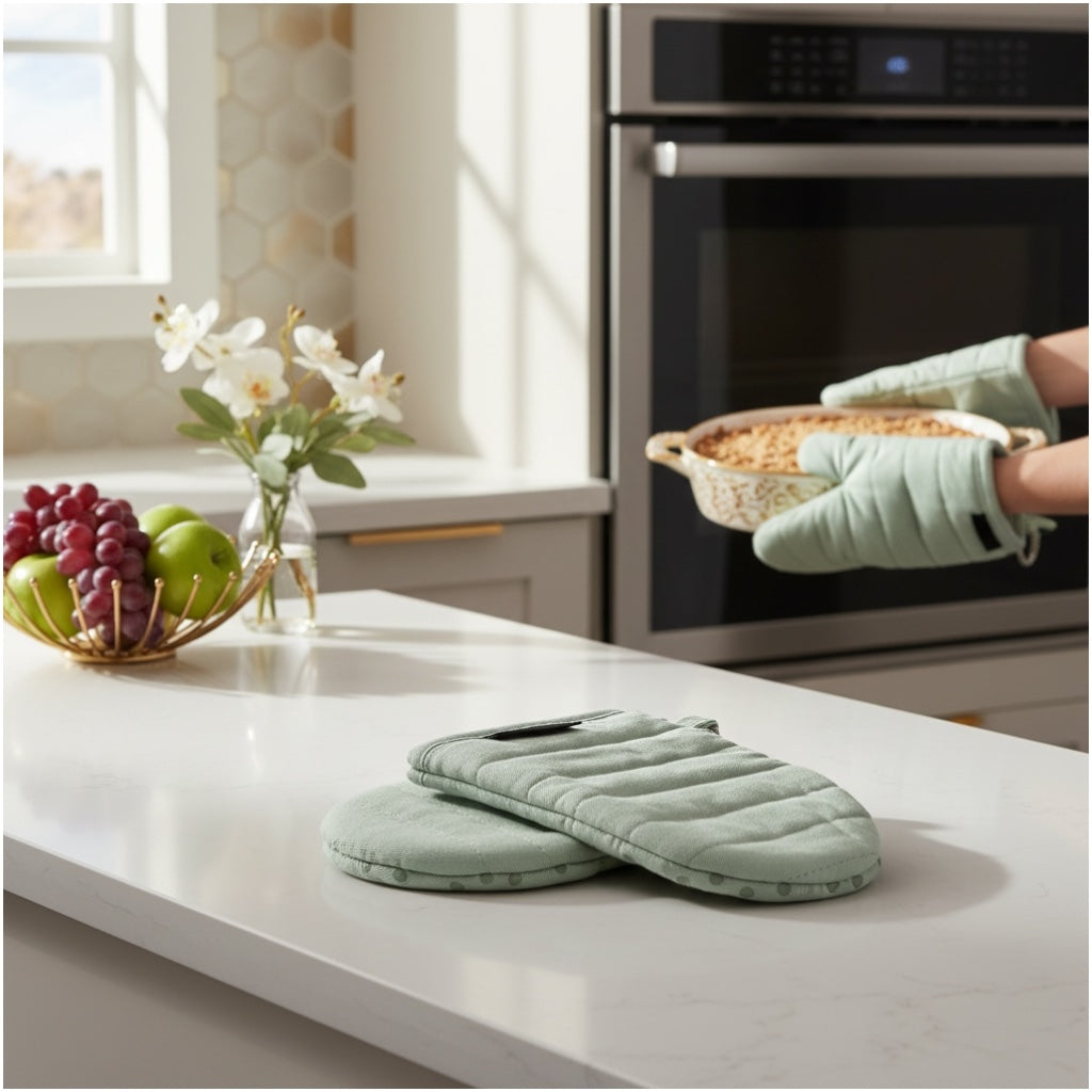 Essential Mini Oven Mitts-Set of 2 – Cotton - Heat Resistant Kitchen Mitts