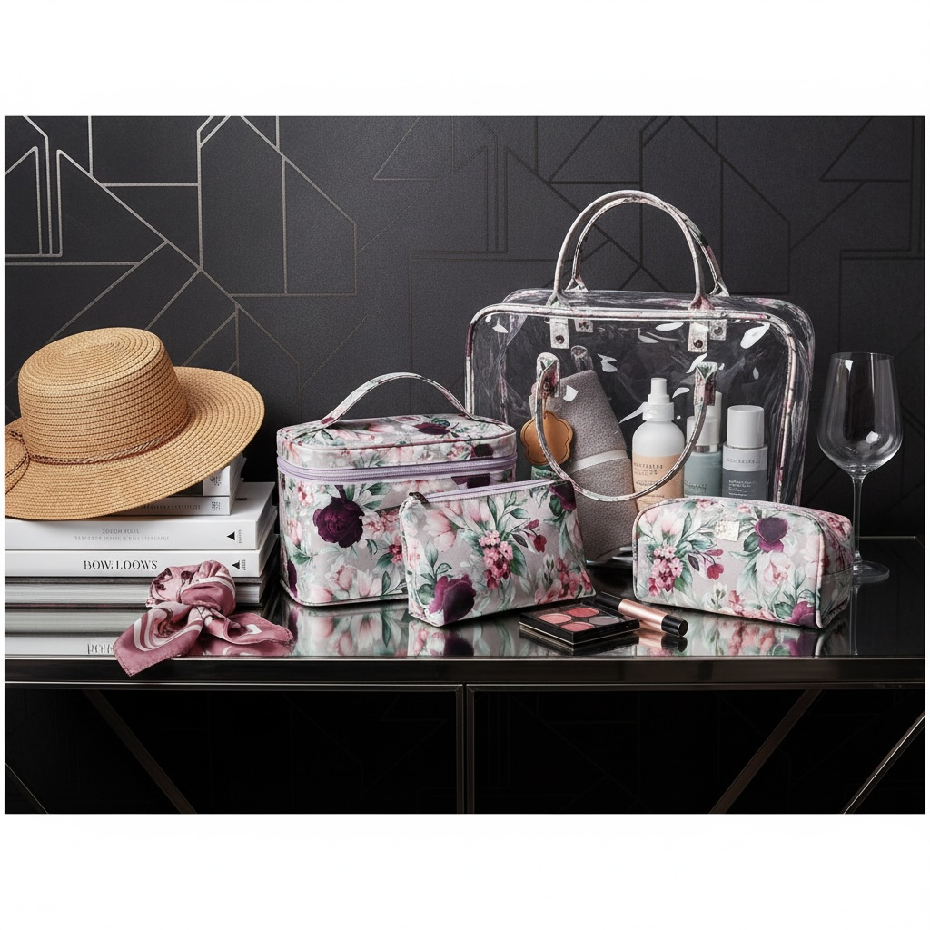 4-Piece Floral Travel Toiletry and Makeup Bag Set–Pretty Organised Storage