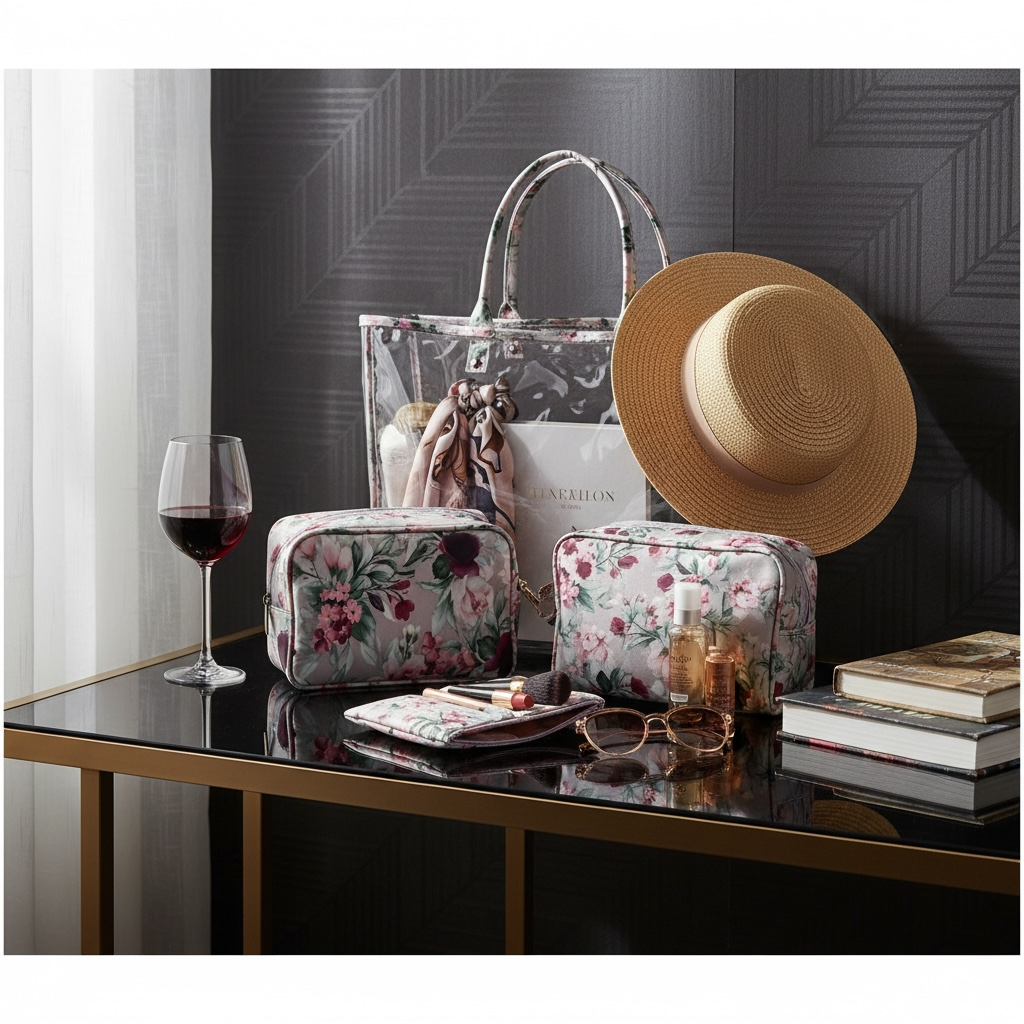 4-Piece Floral Travel Toiletry and Makeup Bag Set–Pretty Organised Storage
