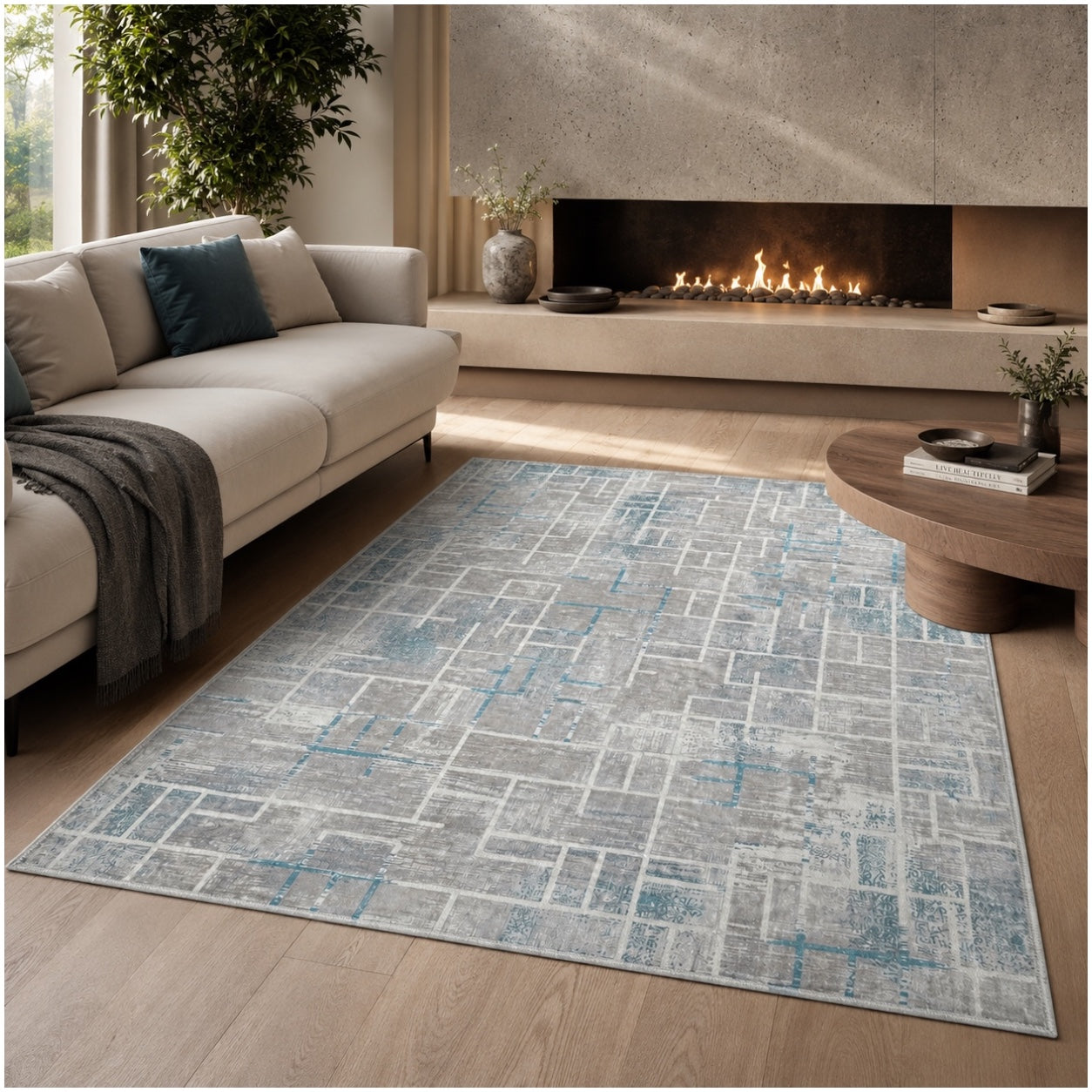 Soft Elegant Rug -Modern Contemporary Style Rug-Grey Blue -120 cm x 180 cm