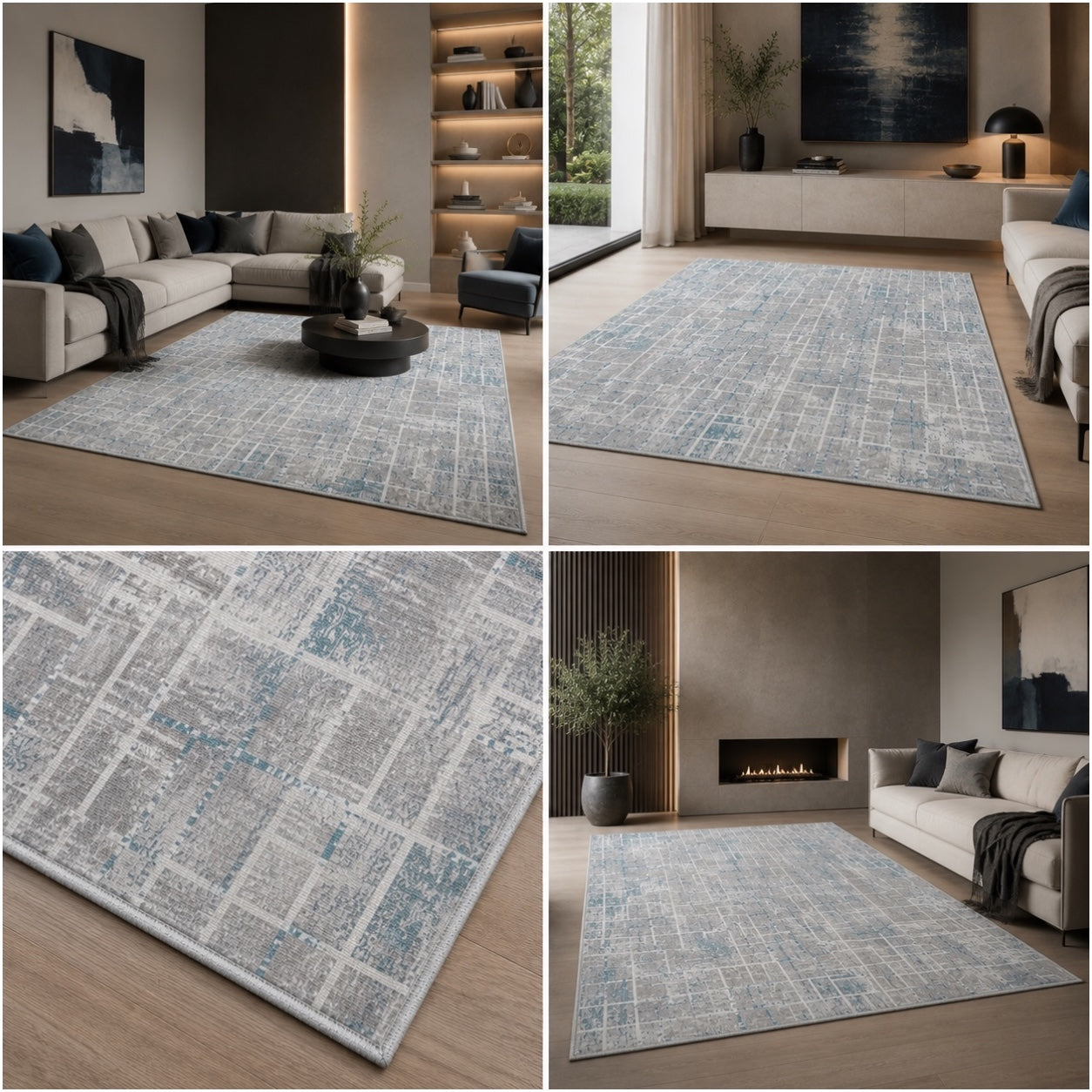 Soft Elegant Rug -Modern Contemporary Style Rug-Grey Blue -120 cm x 180 cm