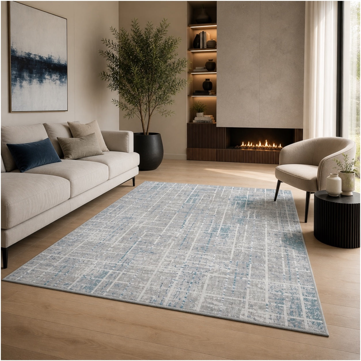 Soft Elegant Rug -Modern Contemporary Style Rug-Grey Blue -120 cm x 180 cm