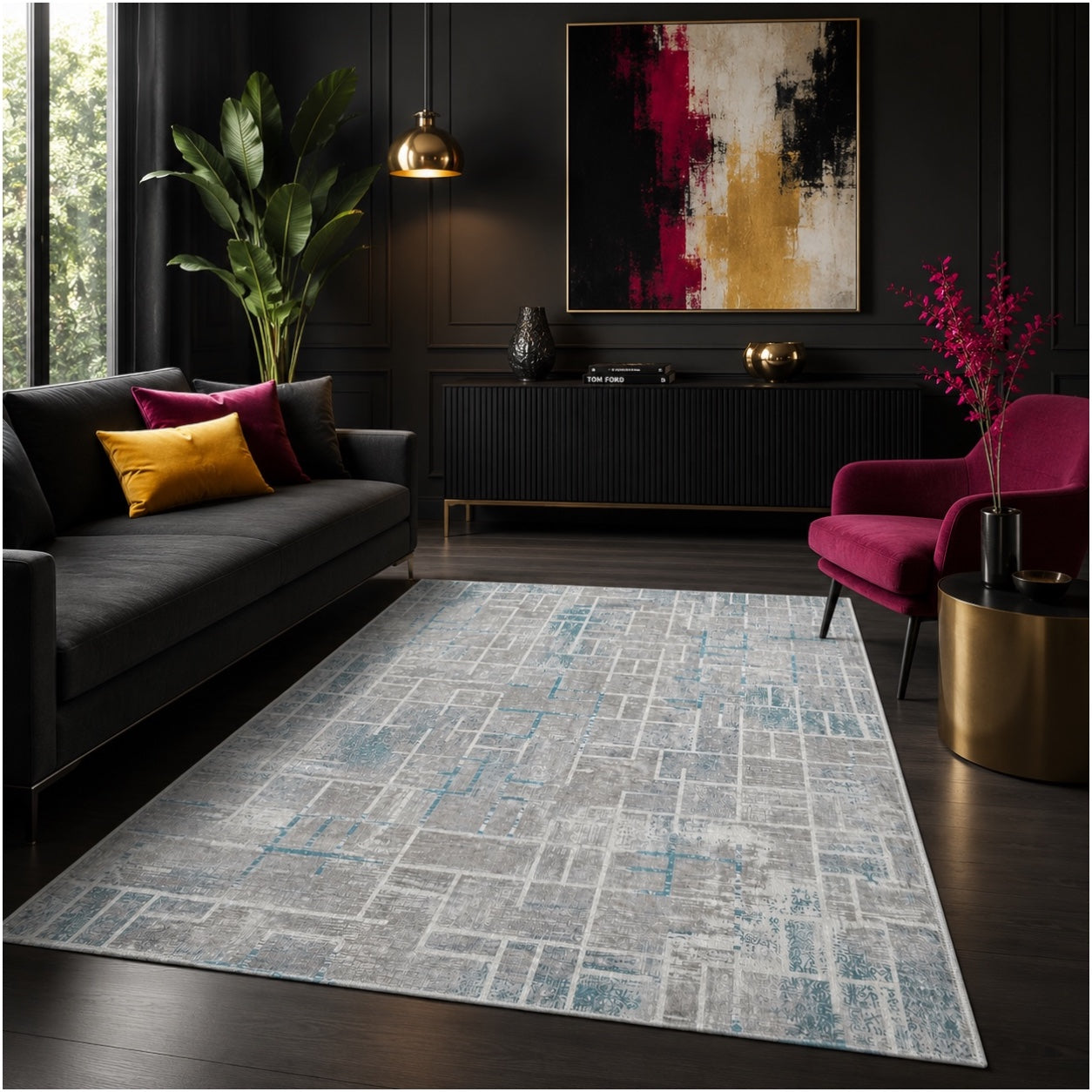 Soft Elegant Rug -Modern Contemporary Style Rug-Grey Blue -120 cm x 180 cm
