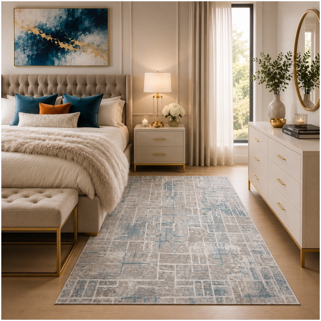 Soft Elegant Rug -Modern Contemporary Style Rug-Grey Blue -120 cm x 180 cm