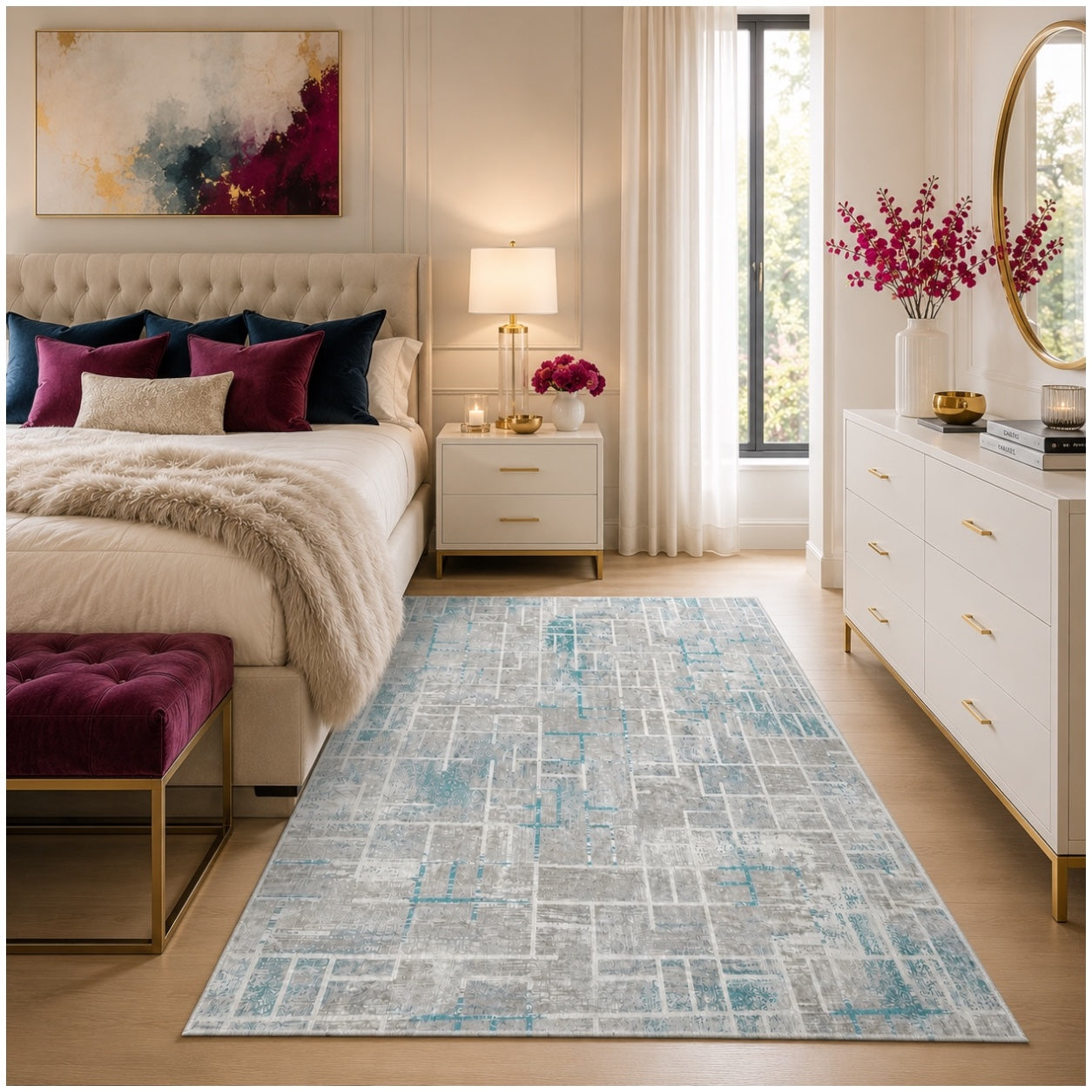 Soft Elegant Rug -Modern Contemporary Style Rug-Grey Blue -120 cm x 180 cm