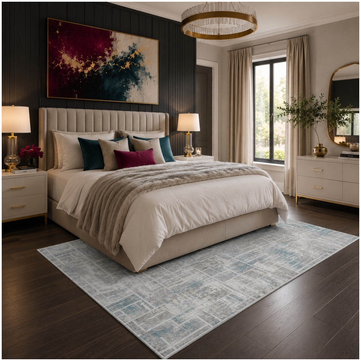 Soft Elegant Rug -Modern Contemporary Style Rug-Grey Blue -120 cm x 180 cm