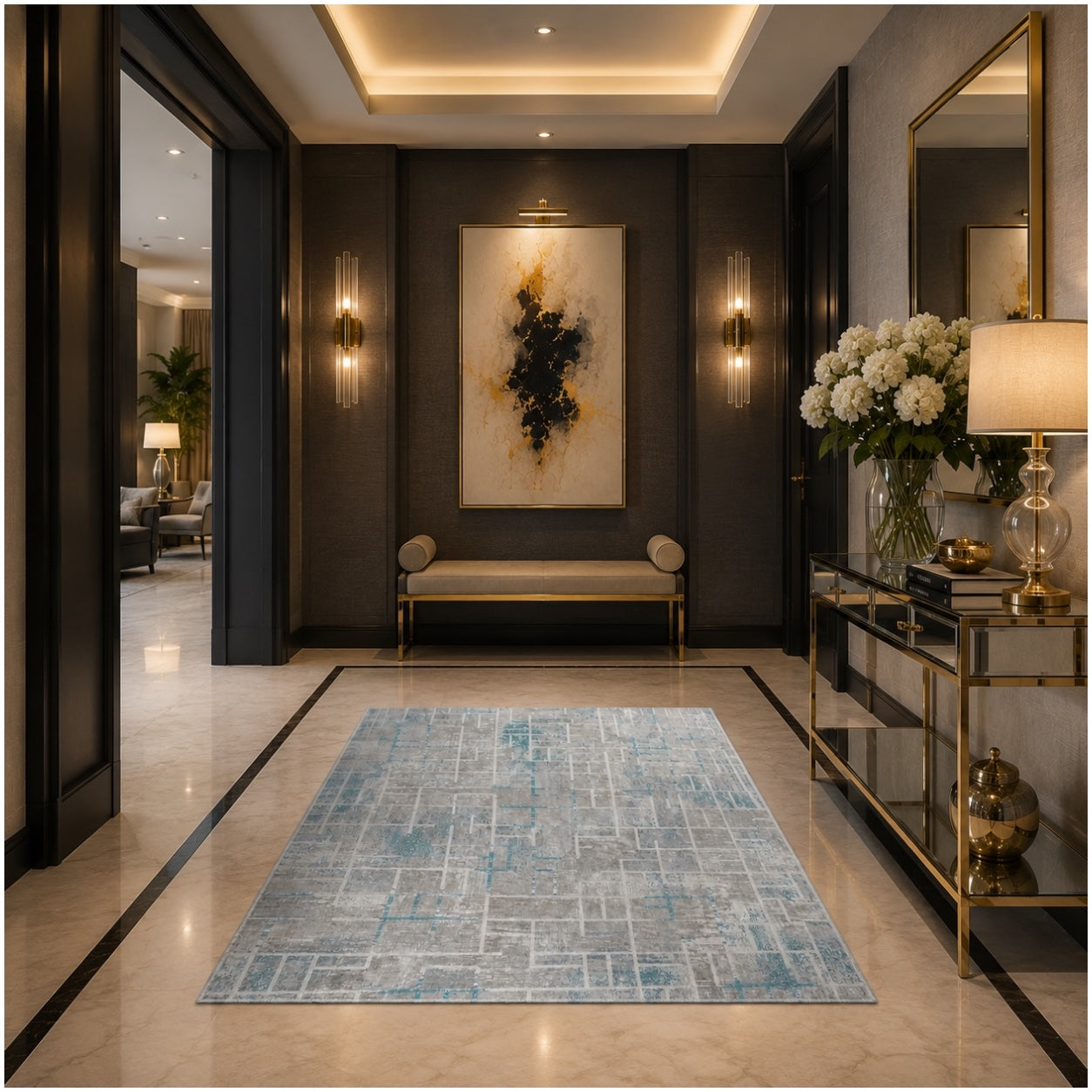 Soft Elegant Rug -Modern Contemporary Style Rug-Grey Blue -120 cm x 180 cm