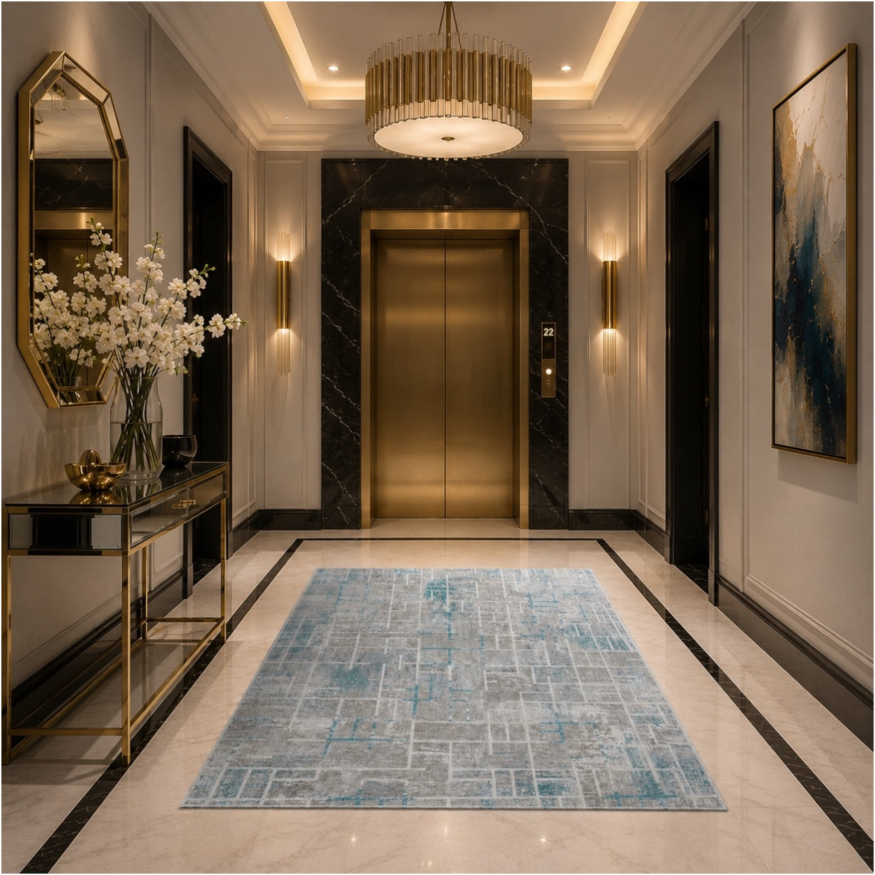 Soft Elegant Rug -Modern Contemporary Style Rug-Grey Blue -120 cm x 180 cm
