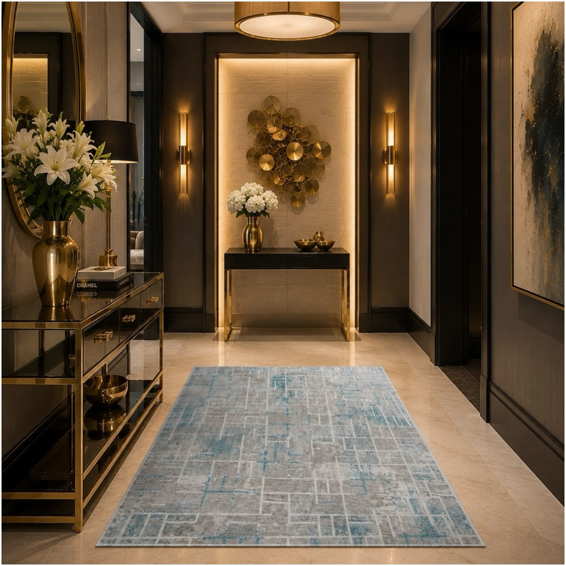 Soft Elegant Rug -Modern Contemporary Style Rug-Grey Blue -120 cm x 180 cm