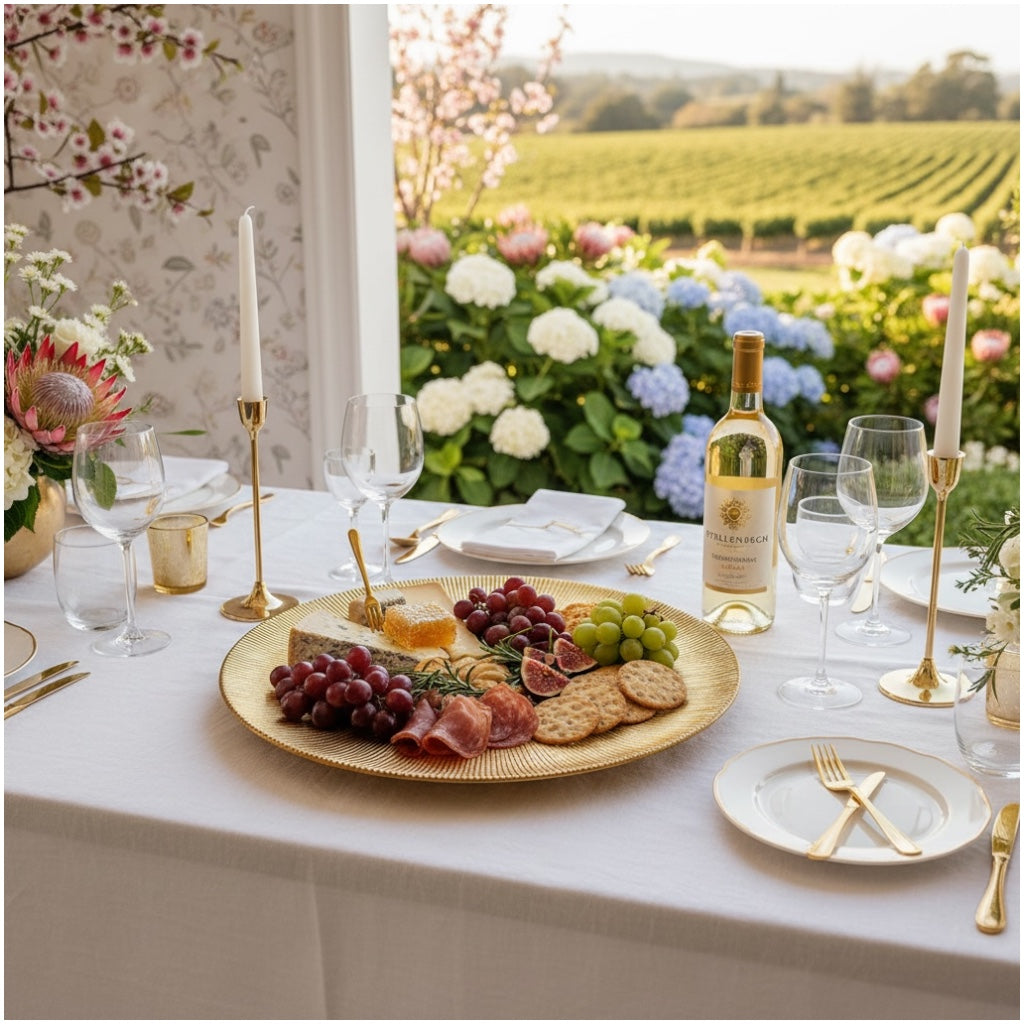 Luxury Gold Textured Round Serving Platter – 33cm Sunburst Modern Tray