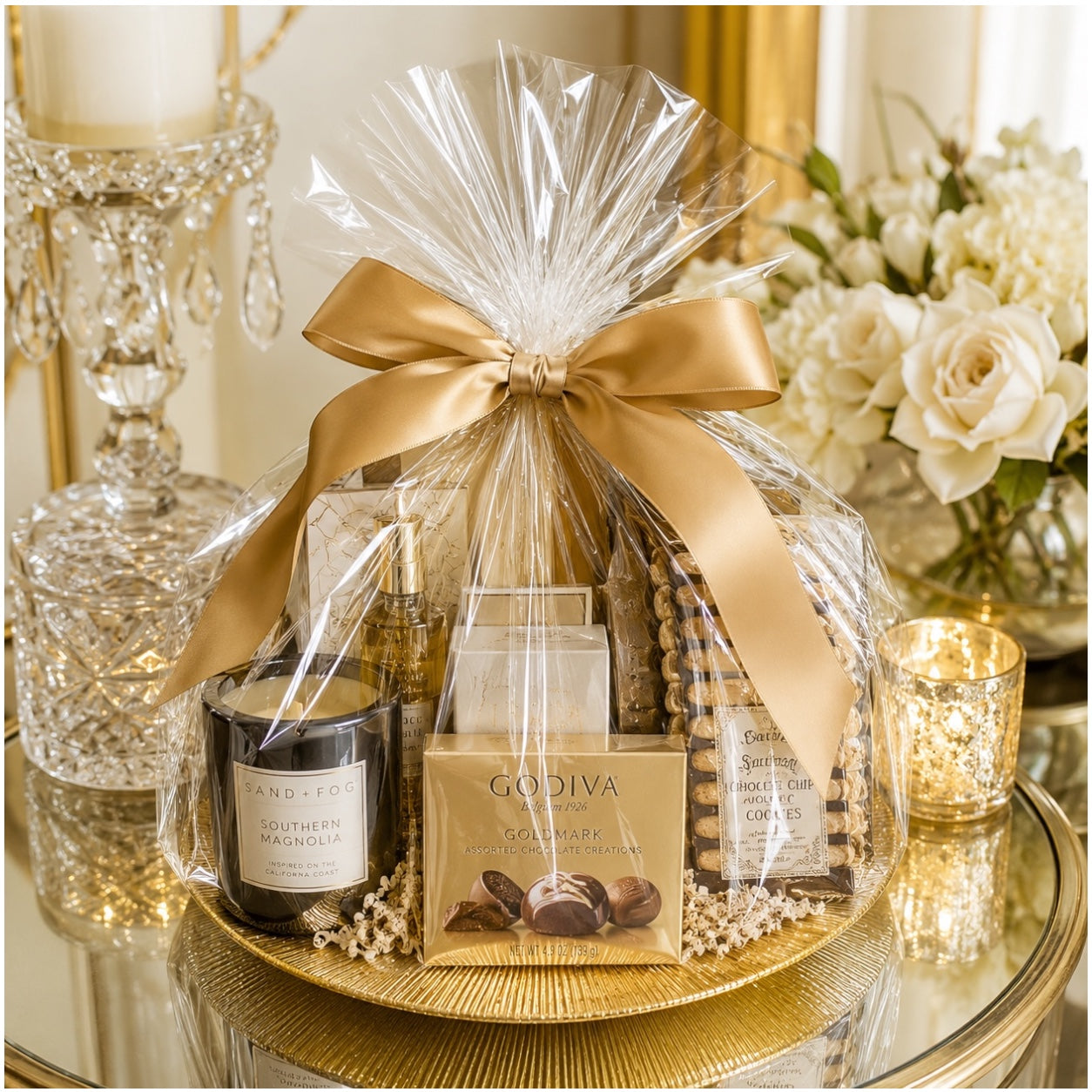 Luxury Gold Textured Round Serving Platter – 33cm Sunburst Modern Tray