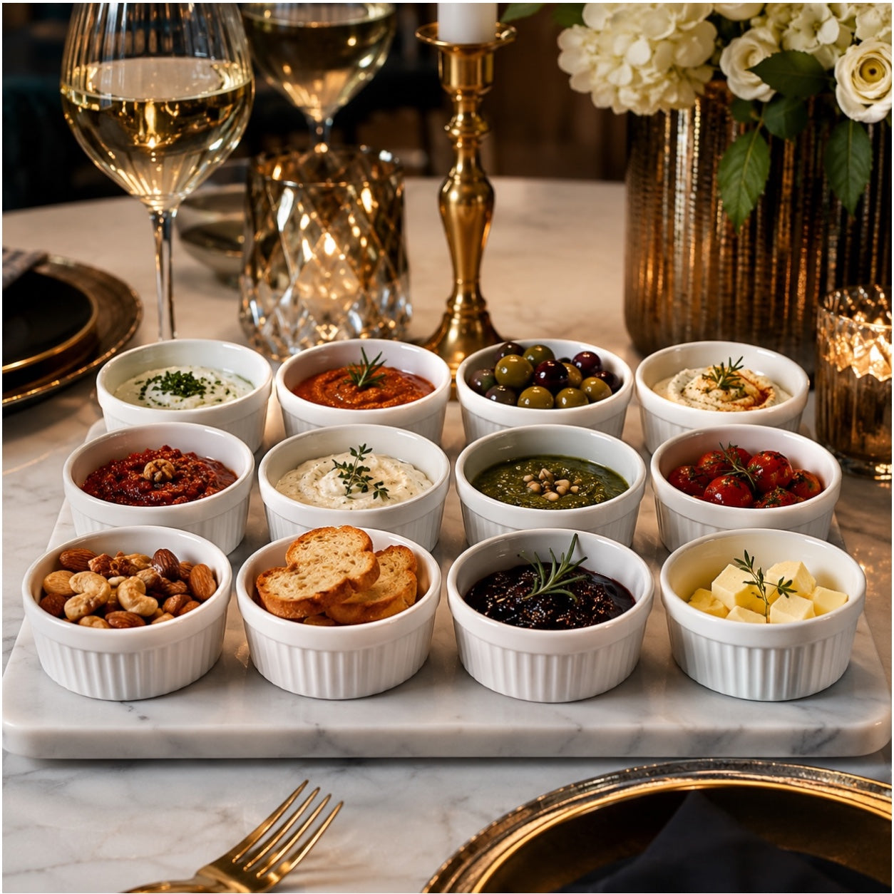 24-Piece White Porcelain Dessert Bowl Set – 9cm x 5cm - Perfect for baking