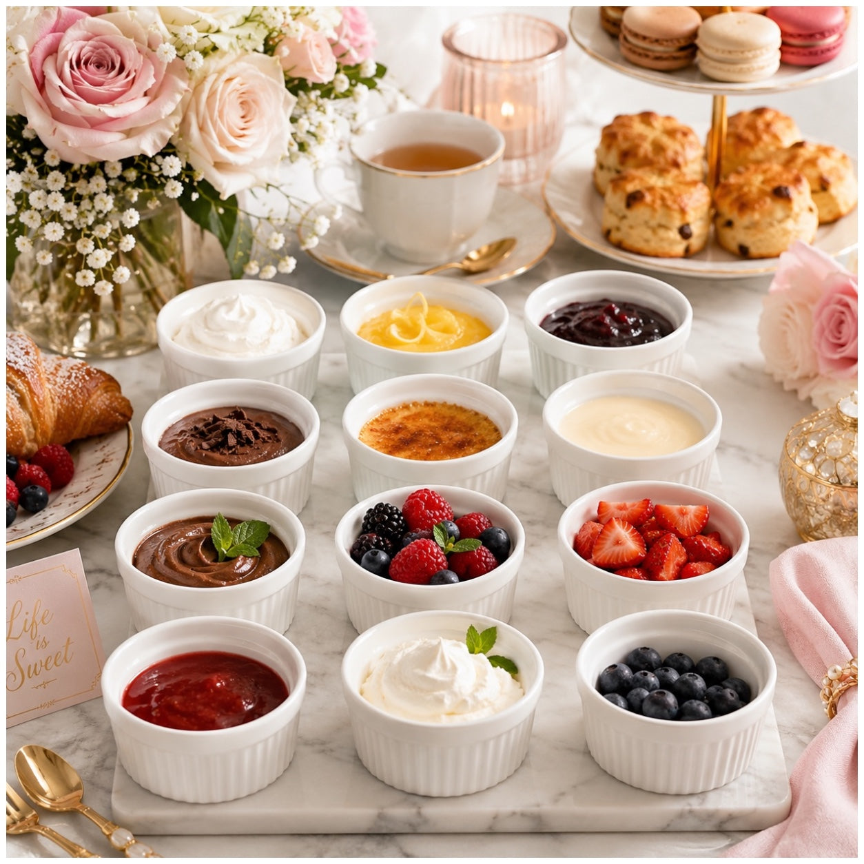 24-Piece White Porcelain Dessert Bowl Set – 9cm x 5cm - Perfect for baking