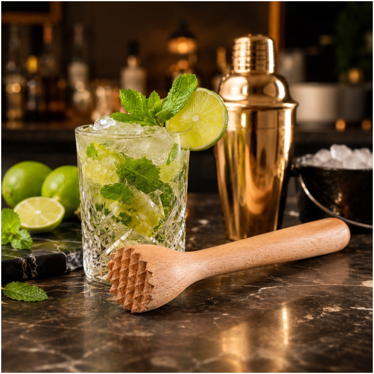 Beech Wood Cocktail Muddler – 25cm Natural Wooden Juice Blender