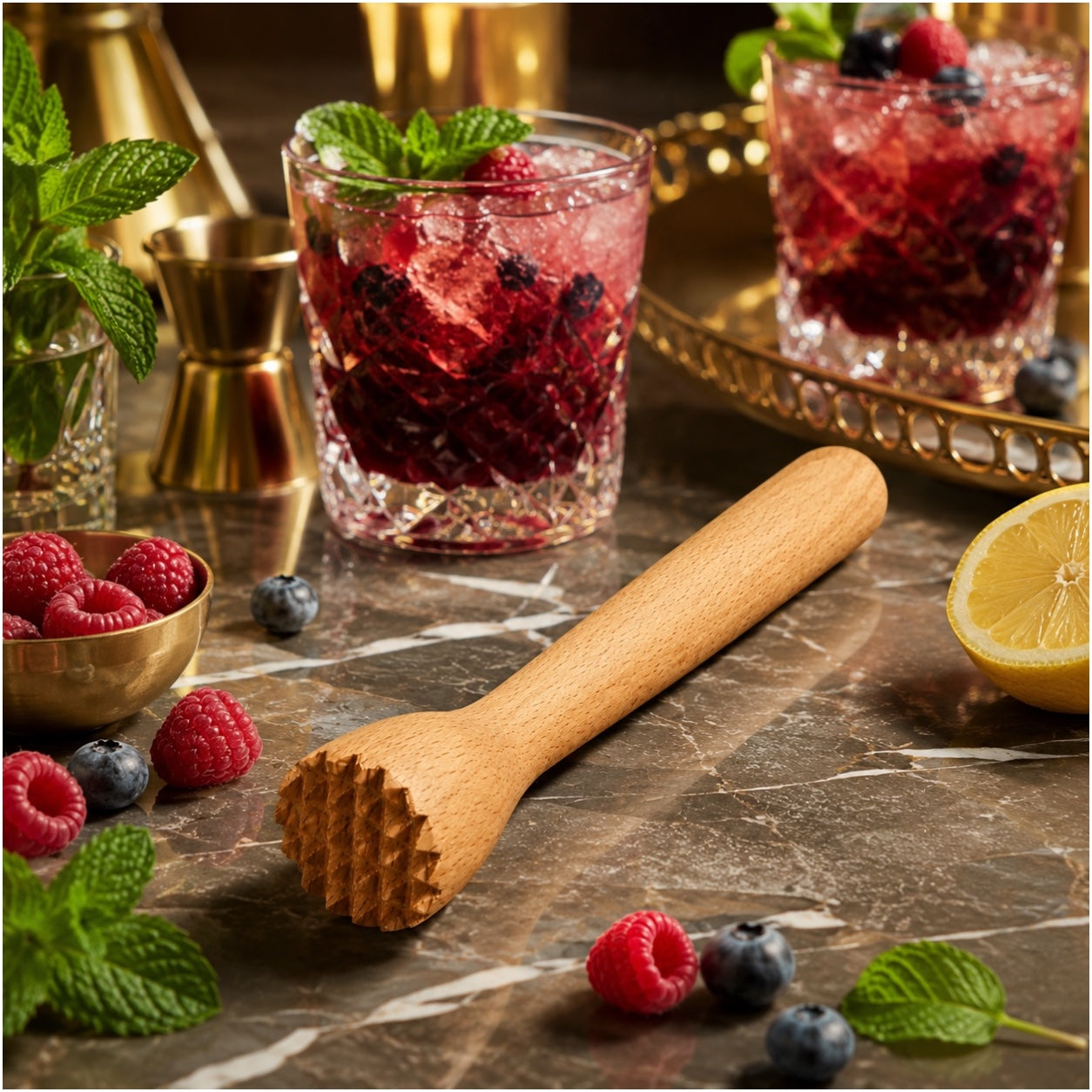Beech Wood Cocktail Muddler – 25cm Natural Wooden Juice Blender
