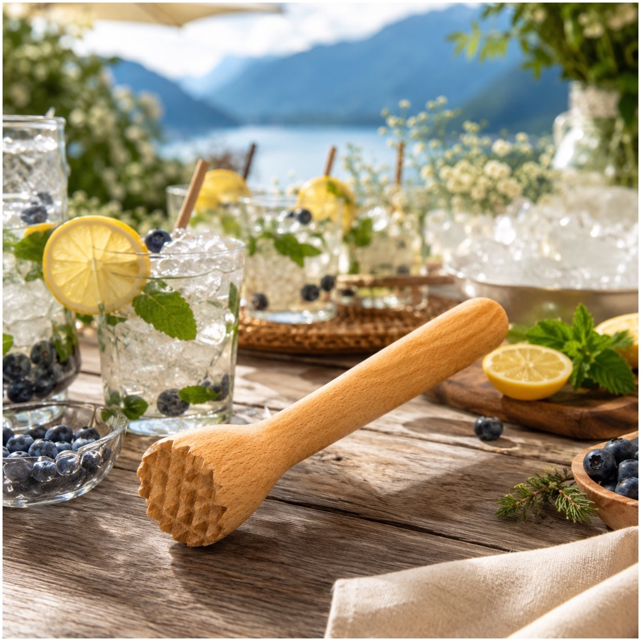 Beech Wood Cocktail Muddler – 25cm Natural Wooden Juice Blender