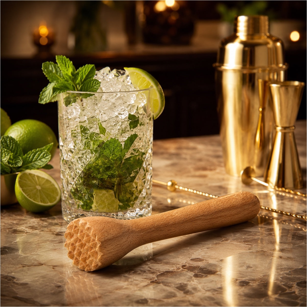 Beech Wood Cocktail Muddler – 25cm Natural Wooden Juice Blender