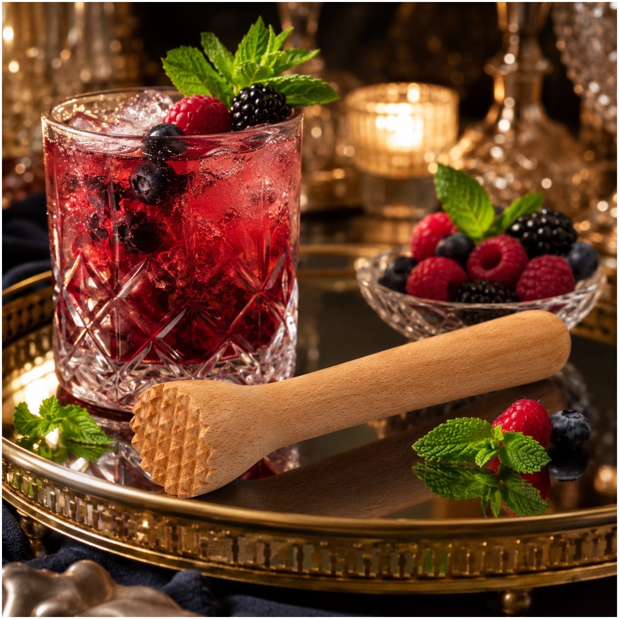 Beech Wood Cocktail Muddler – 25cm Natural Wooden Juice Blender