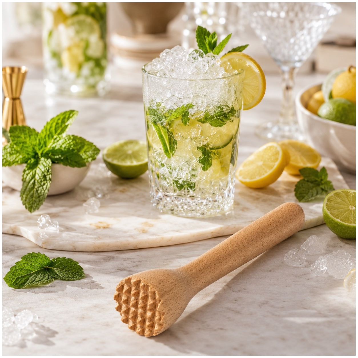 Beech Wood Cocktail Muddler – 25cm Natural Wooden Juice Blender