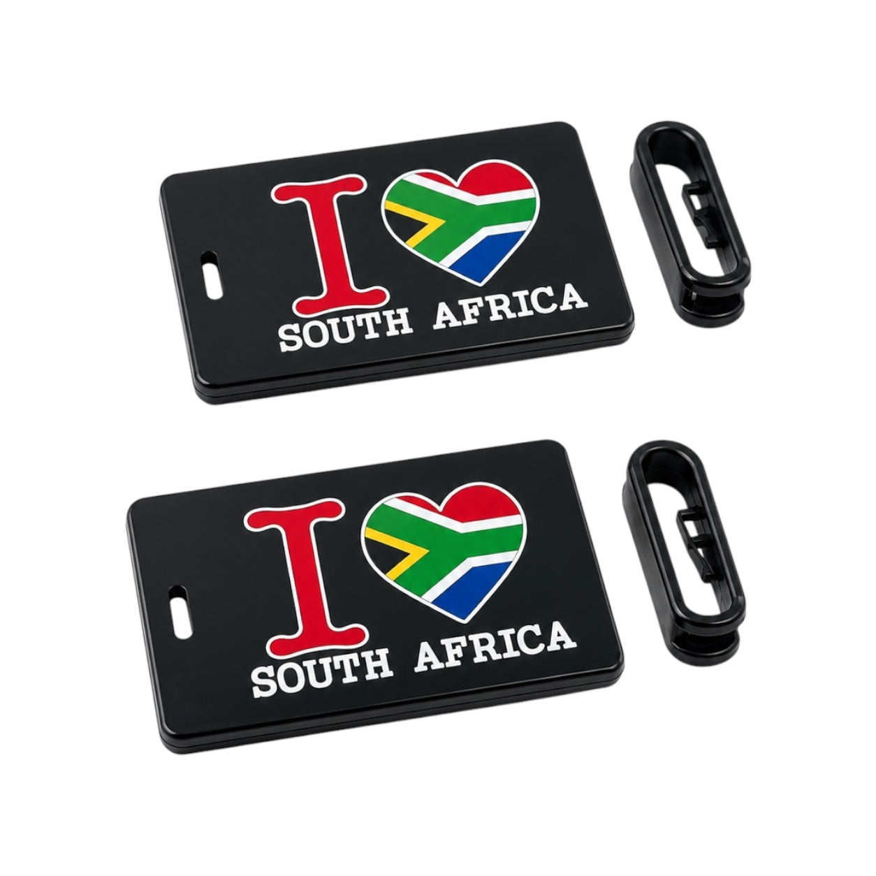 South Africa Luggage Tag with Name Card - Black Travel Bag ID Tag