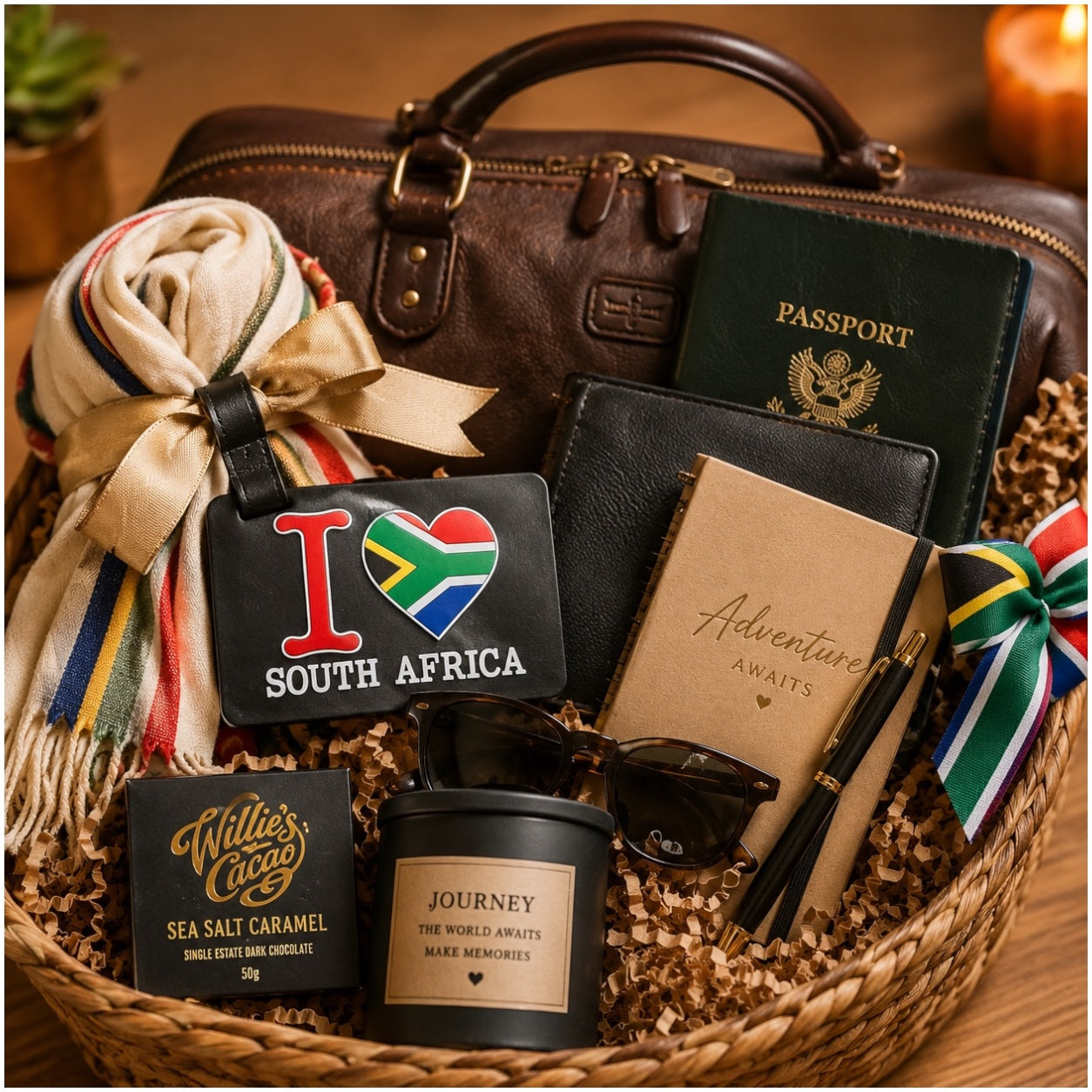 South Africa Luggage Tag with Name Card - Black Travel Bag ID Tag
