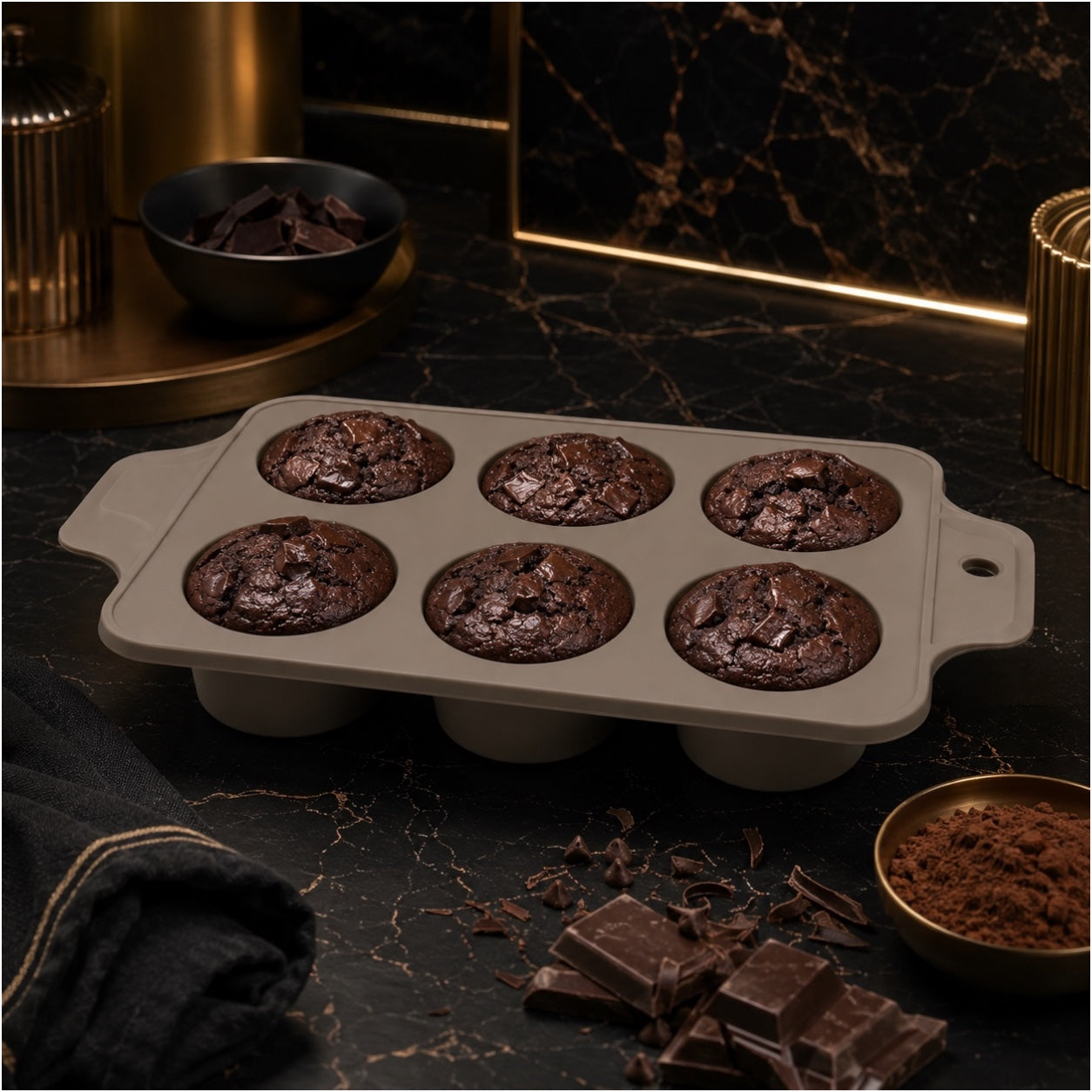 Essential 6-Cup Silicone Cupcake Mold – Non-Stick Baking Mold - 33 x 18.5cm