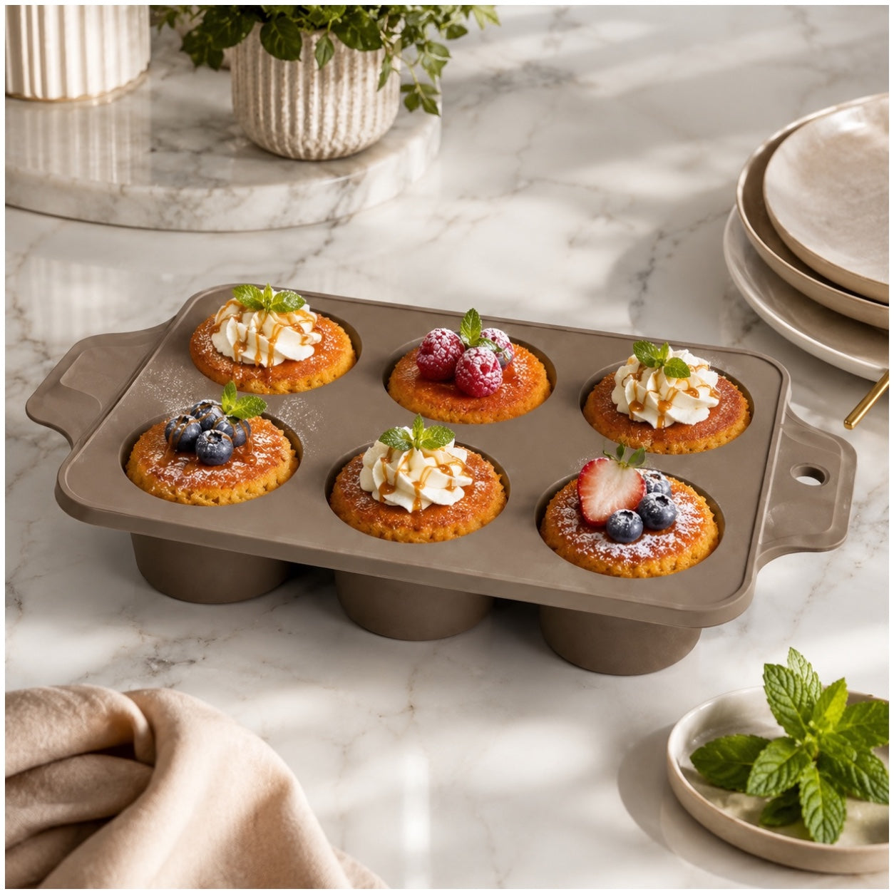Essential 6-Cup Silicone Cupcake Mold – Non-Stick Baking Mold - 33 x 18.5cm