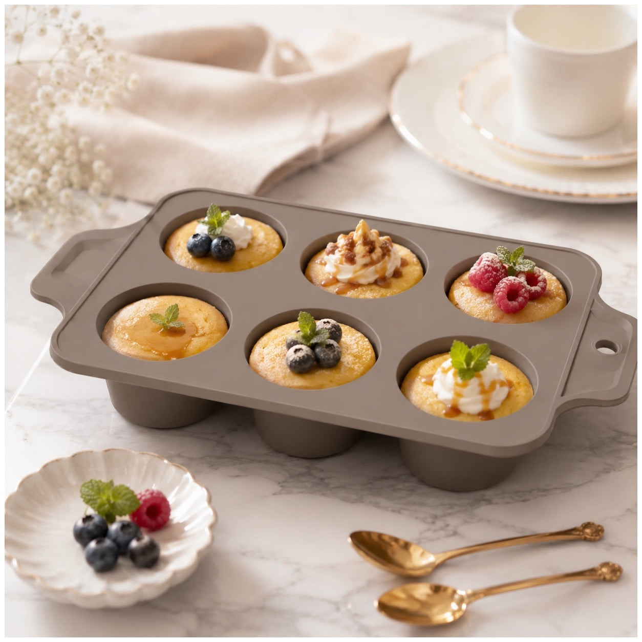 Essential 6-Cup Silicone Cupcake Mold – Non-Stick Baking Mold - 33 x 18.5cm