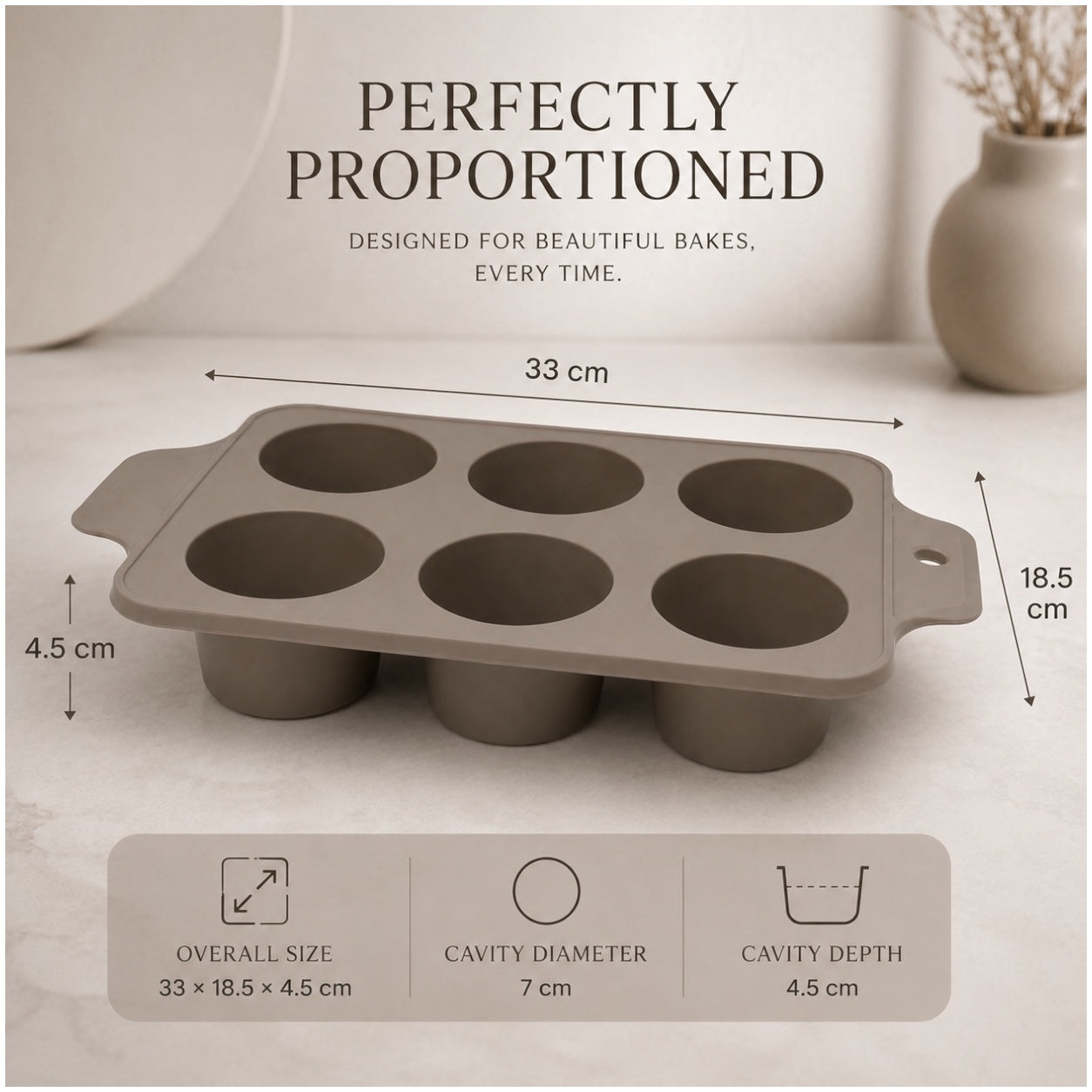 Essential 6-Cup Silicone Cupcake Mold – Non-Stick Baking Mold - 33 x 18.5cm