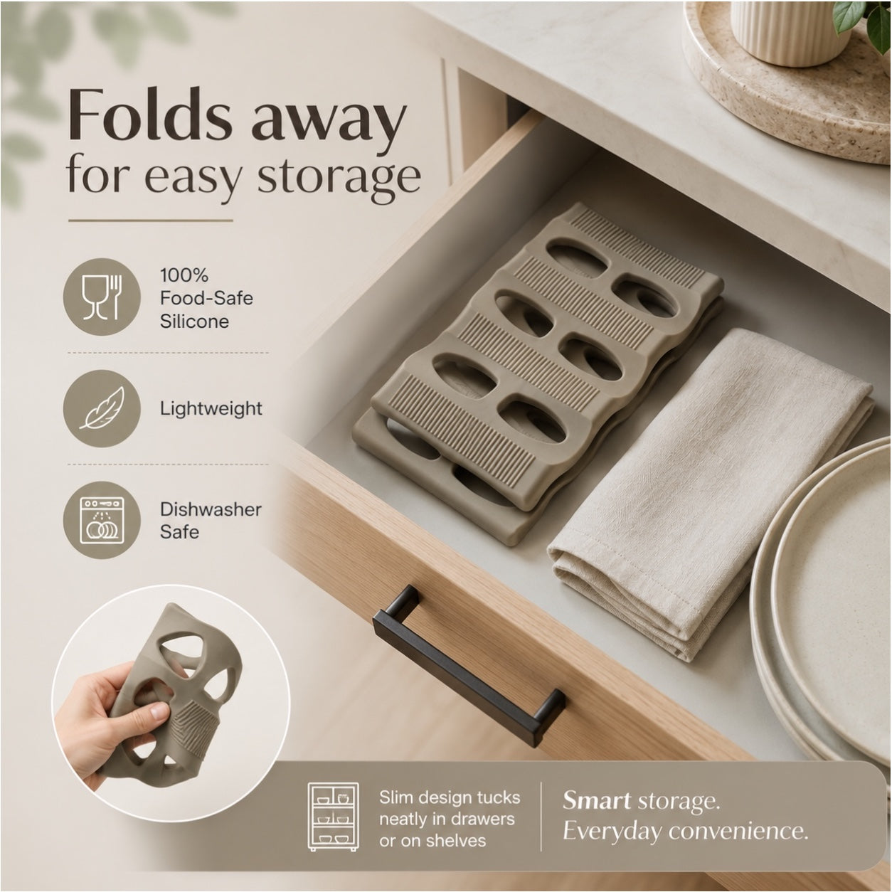 Set of 2 Silicone Beverage Mats – Space-Saving Bottle, Can-Fridge Organiser