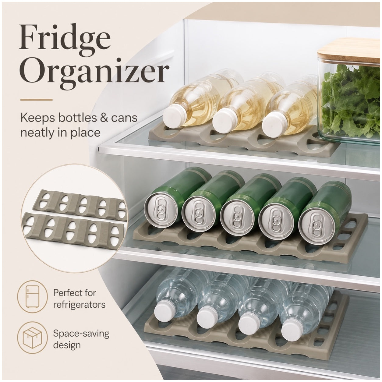 Set of 2 Silicone Beverage Mats – Space-Saving Bottle, Can-Fridge Organiser