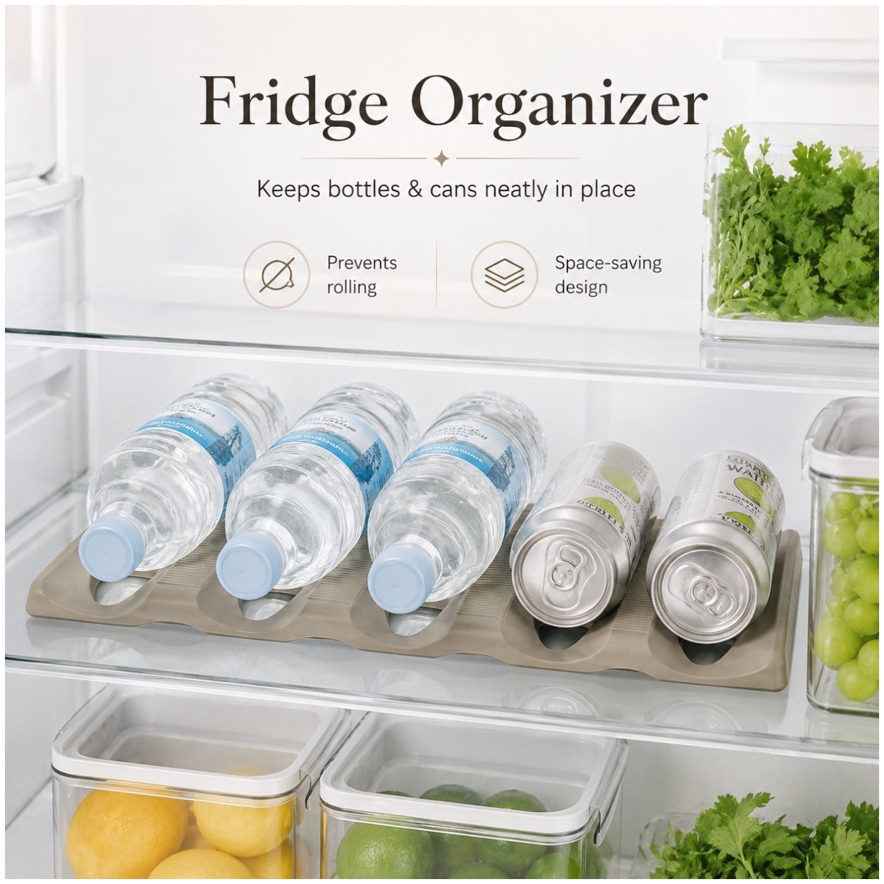 Set of 2 Silicone Beverage Mats – Space-Saving Bottle, Can-Fridge Organiser