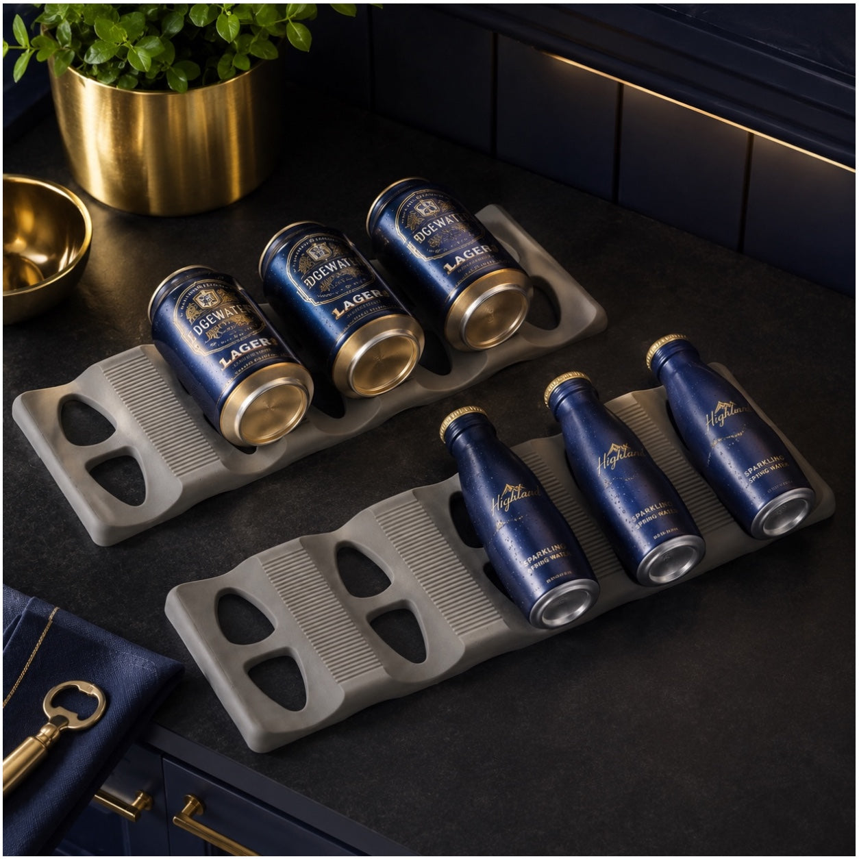 Set of 2 Silicone Beverage Mats – Space-Saving Bottle, Can-Fridge Organiser