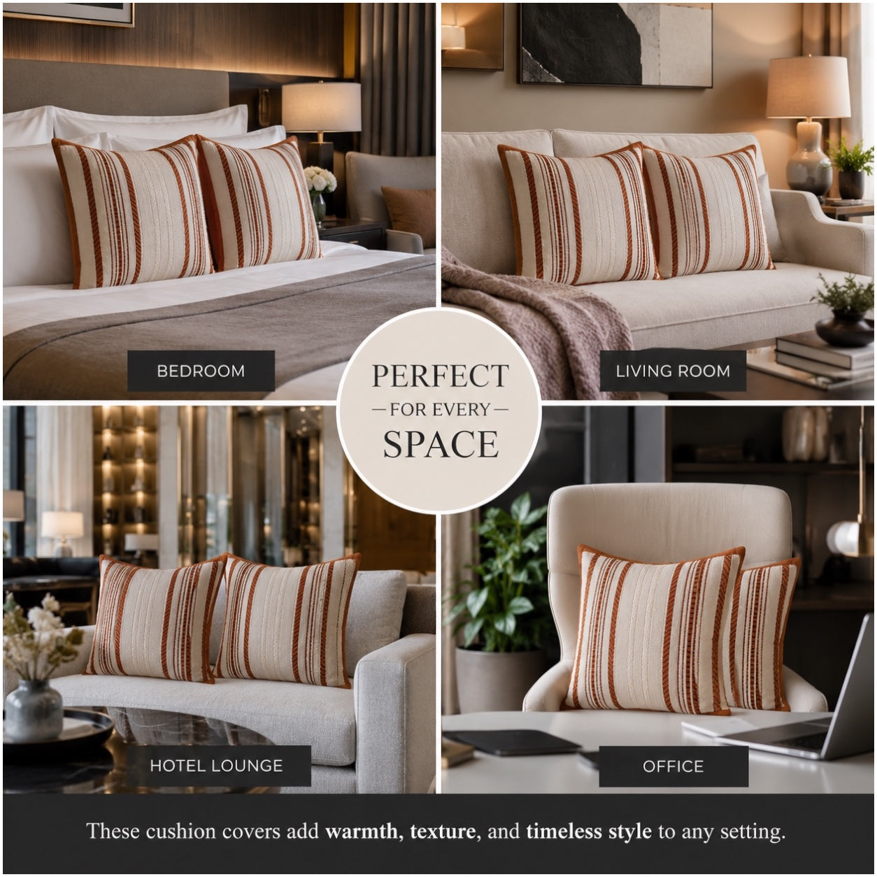 Set of 2 Corduroy Cushion Covers - 45cm x 45cm - Bronze Beige Neutral