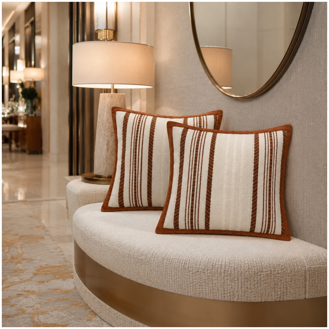 Set of 2 Corduroy Cushion Covers - 45cm x 45cm - Bronze Beige Neutral