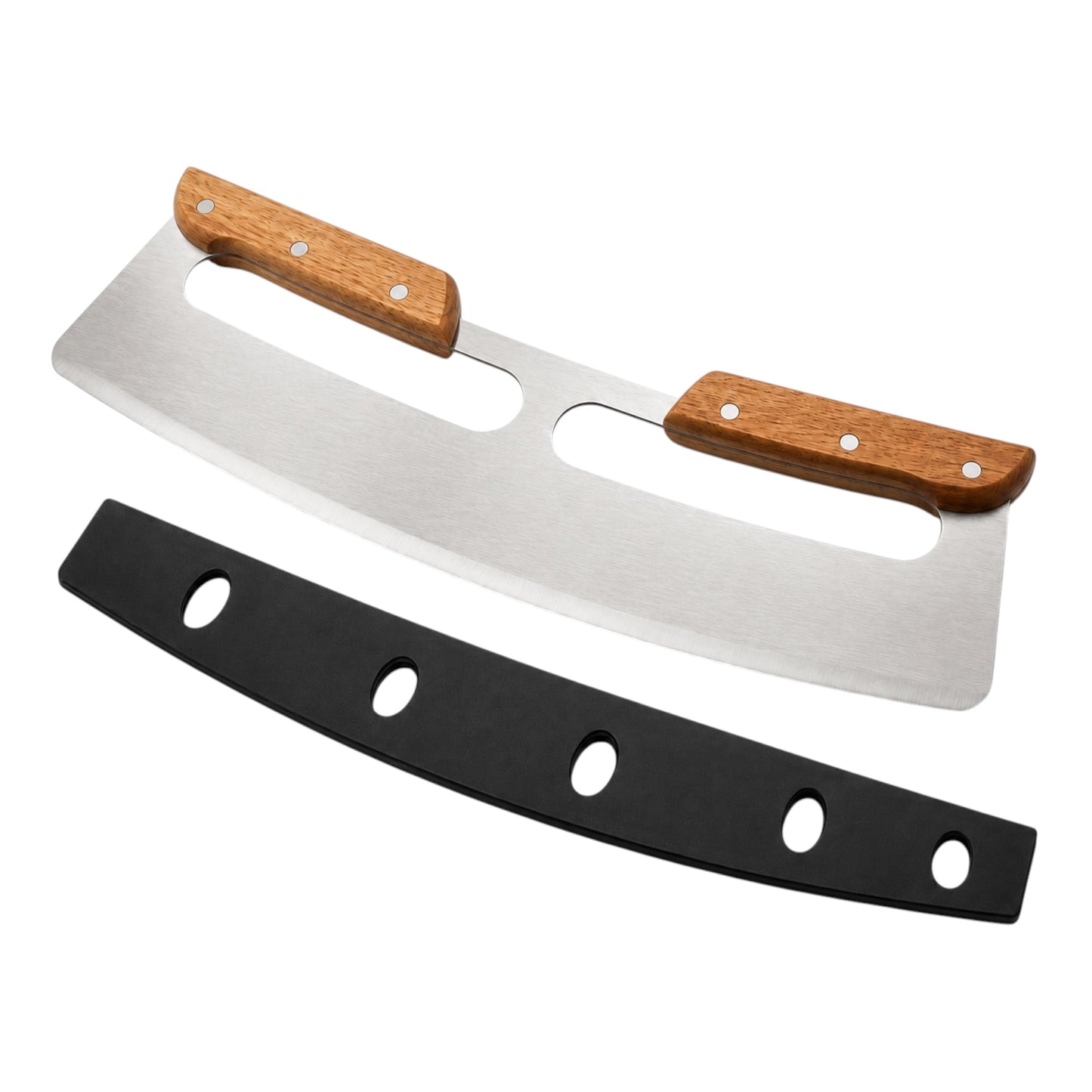 Stainless Steel Pizza Cutter with Wooden Handles and Blade Protector