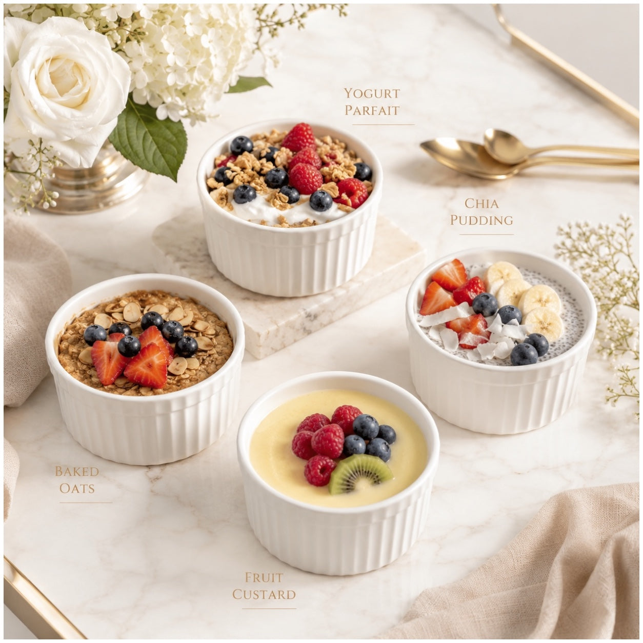 24-Piece White Porcelain Dessert Bowl Set – 9cm x 5cm - Perfect for baking