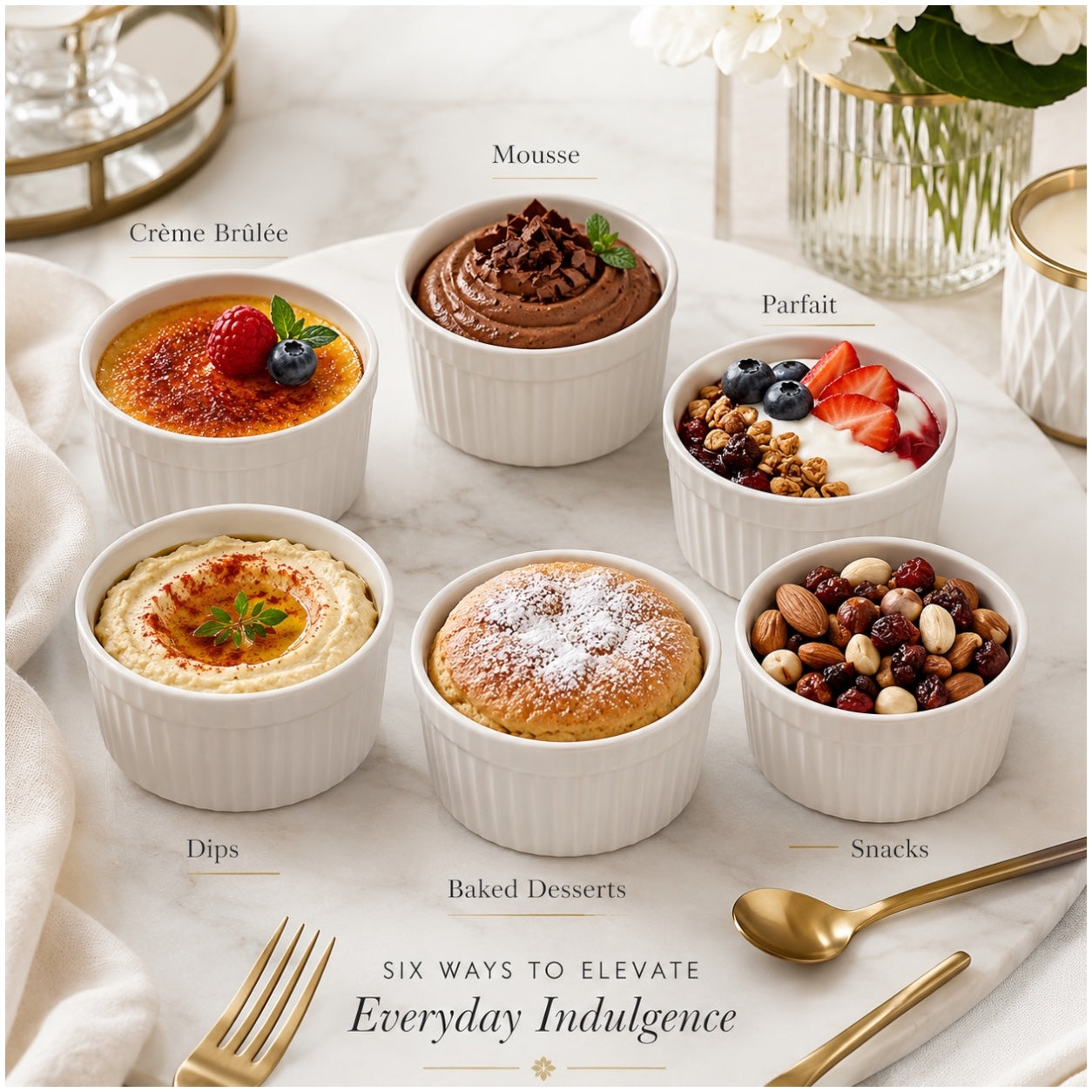 24-Piece White Porcelain Dessert Bowl Set – 9cm x 5cm - Perfect for baking