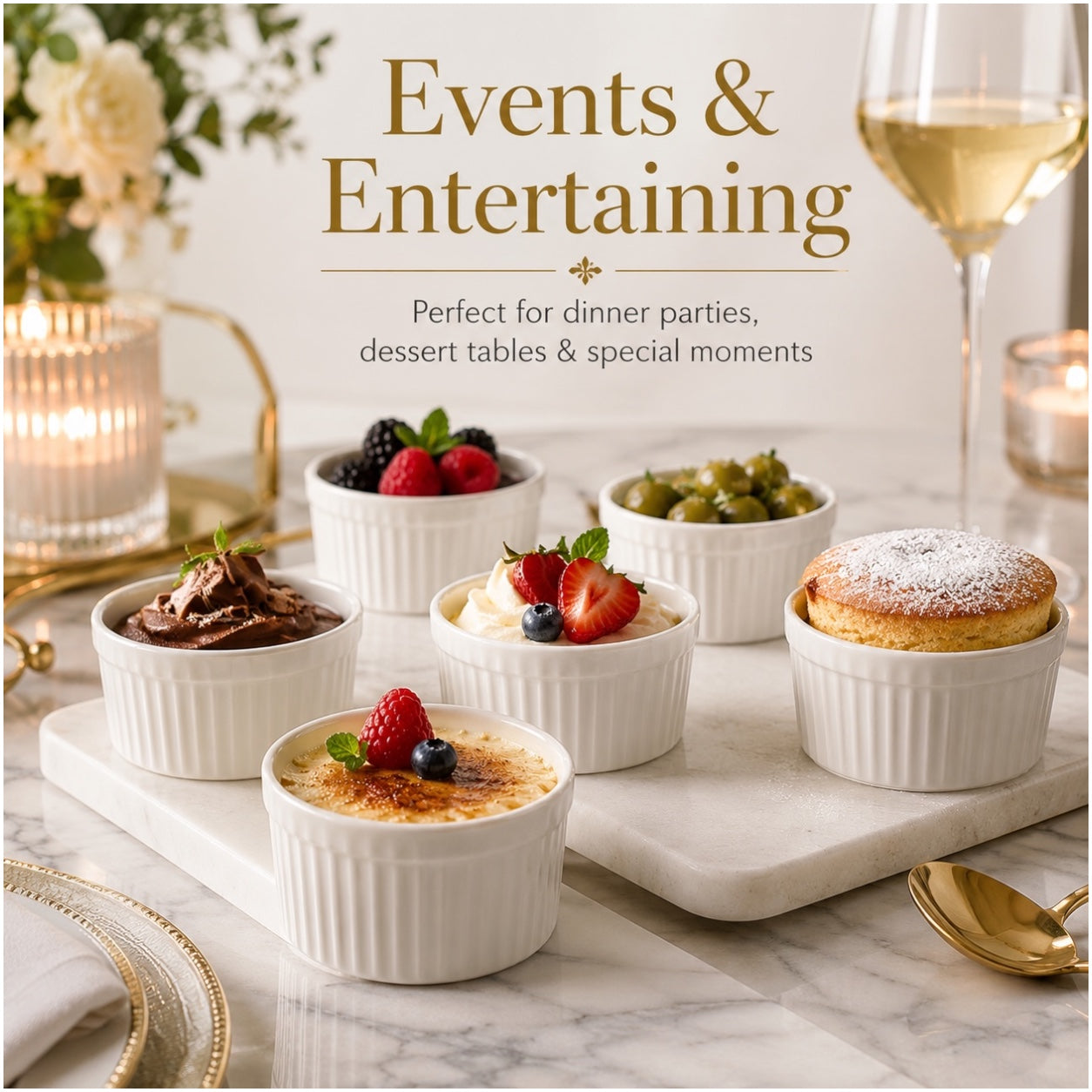 24-Piece White Porcelain Dessert Bowl Set – 9cm x 5cm - Perfect for baking